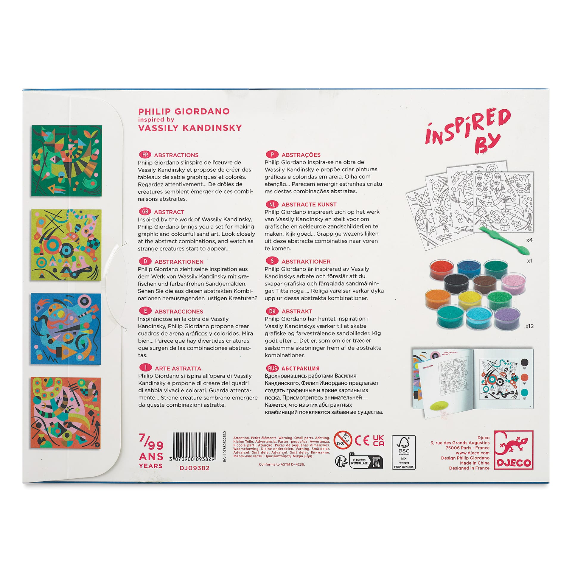 Djeco Inspired By Abstract Colored Sands Kit back of packaging