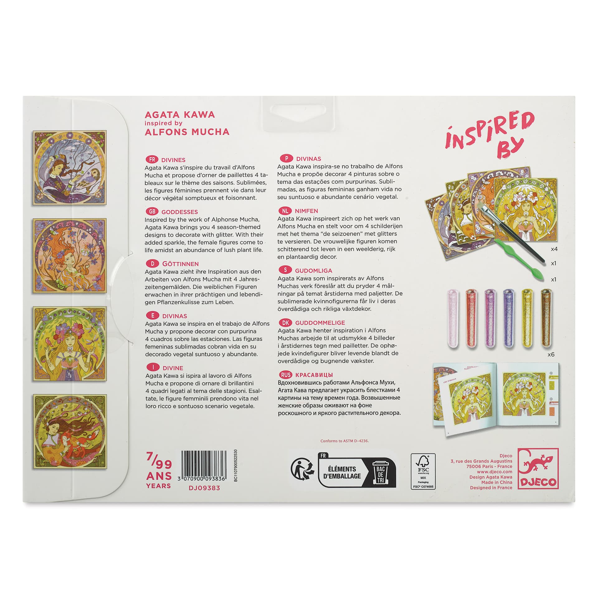 Djeco Inspired By Divine Glitter Boards Kit back of packaging