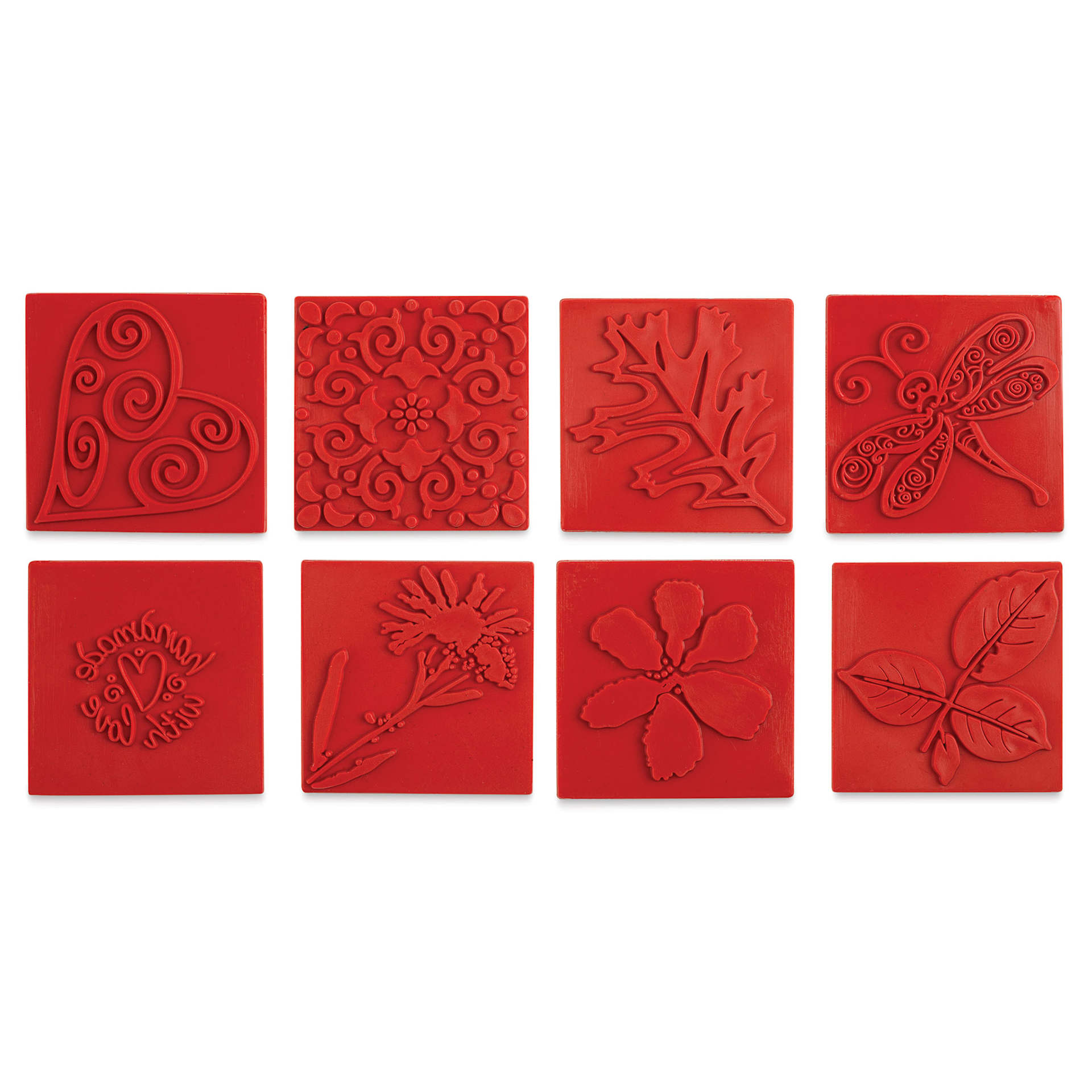 Life of the Party Embossing Soap Stamps - Square, Pkg of 8, spread outside of the packaging