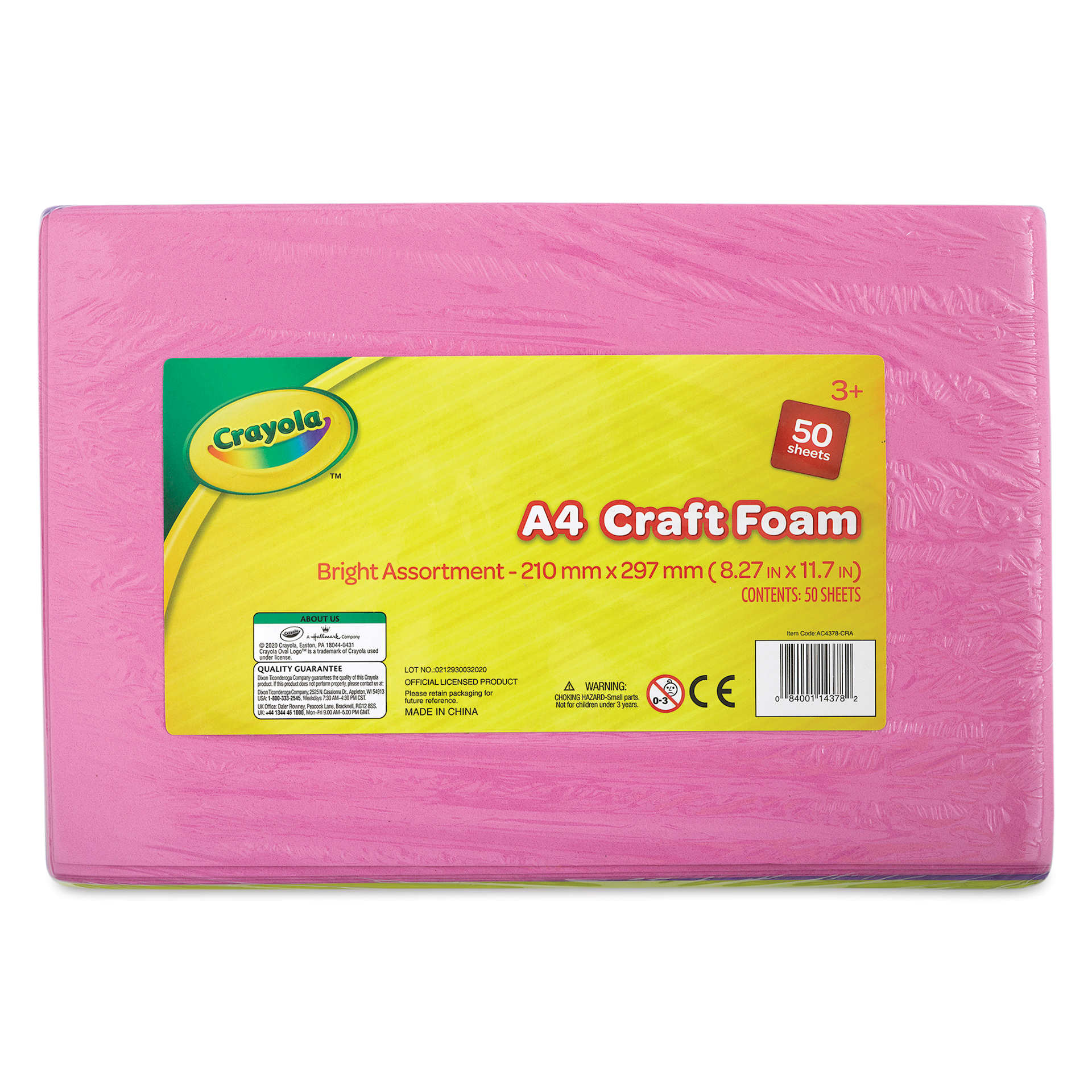 Crayola Craft Foam Sheets, Pkg of 50 (front of packaging) 