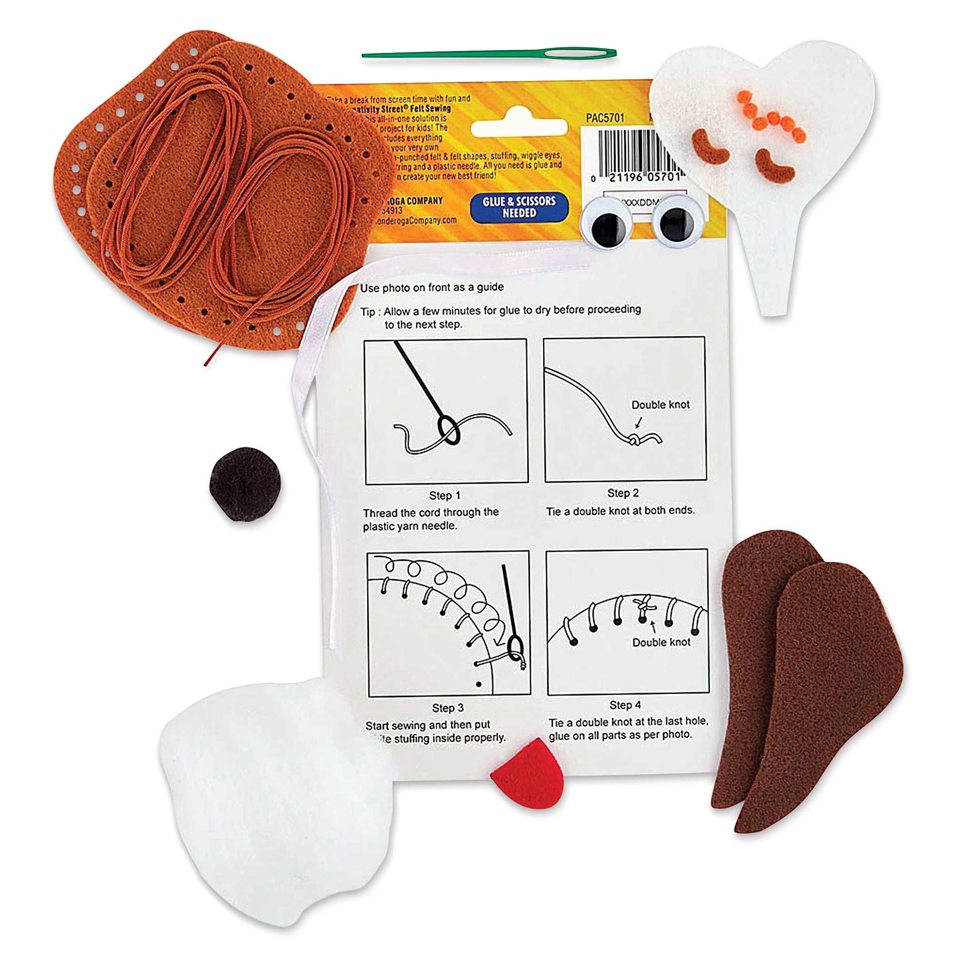 Creativity Street Felt Sewing Kit - Beagle (kit contents and instructions)