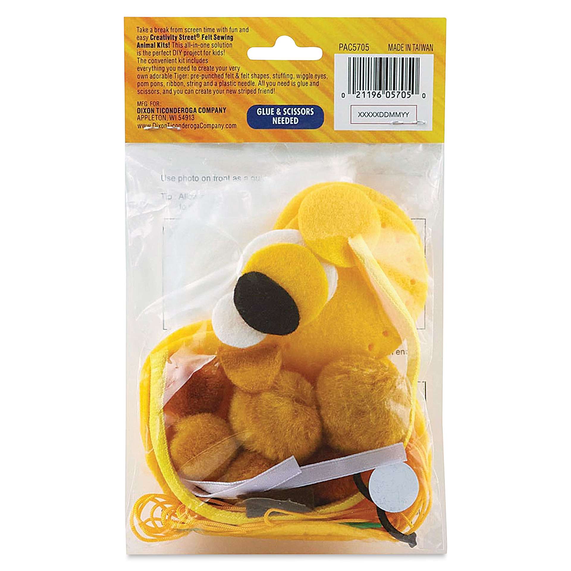 Creativity Street Felt Sewing Kit - Tiger (back of packaging)