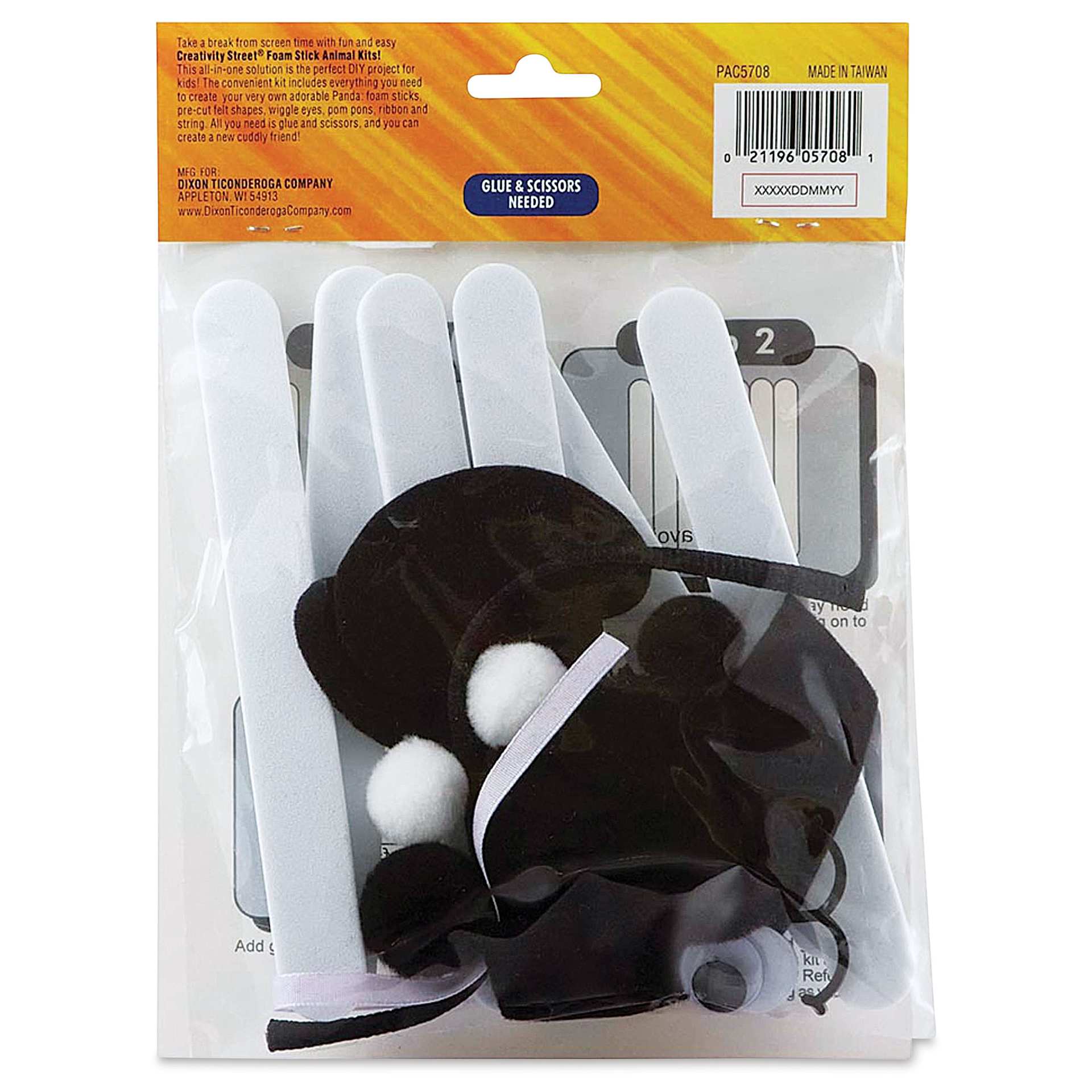 Creativity Street Foam Stick Animal Kit - Panda (back of packaging)