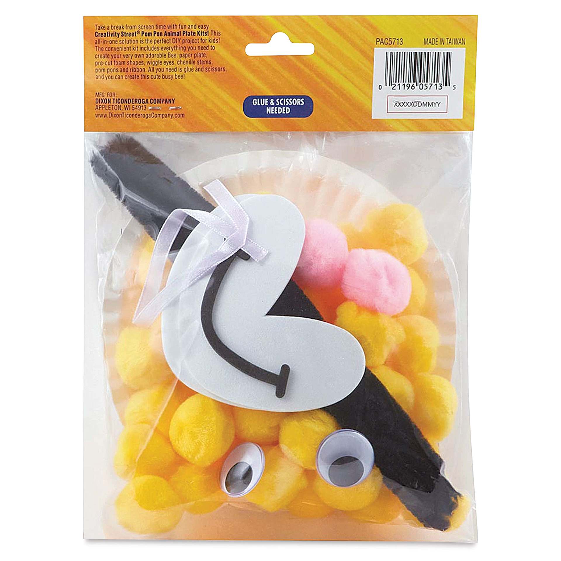 Creativity Street Pom Pon Animal Plate Kit - Bee (back of packaging)