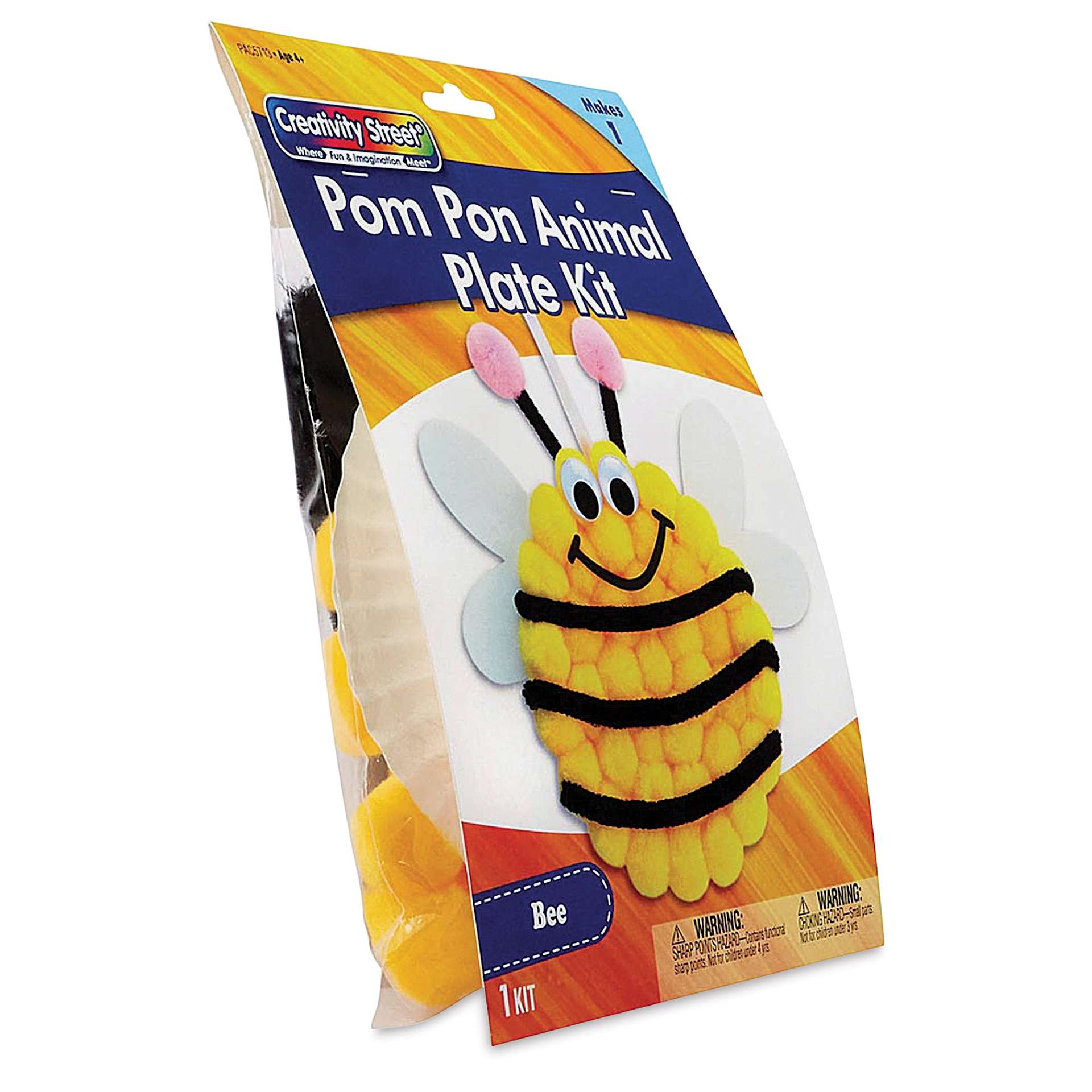 Creativity Street Pom Pon Animal Plate Kit - Bee (front of packaging, angled view)