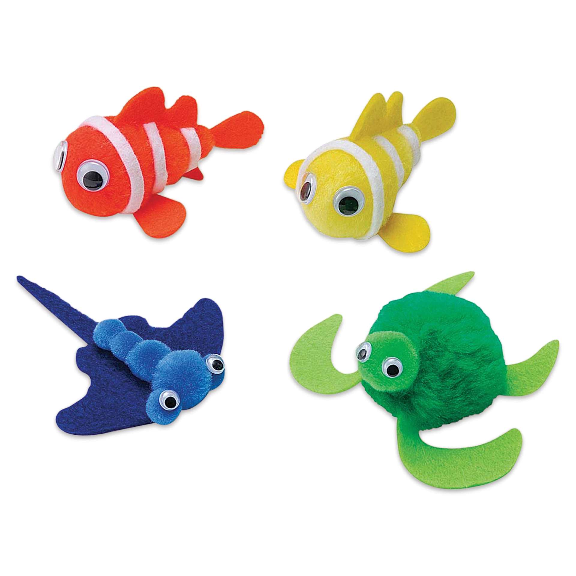 Creativity Street Pom Pon Animal Kit - Ocean Animals, Set of 4 (finished ocean animals)