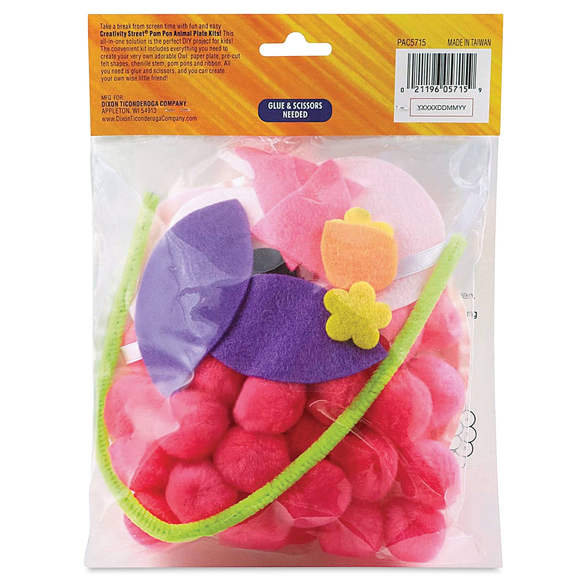Creativity Street Pom Pon Animal Plate Kit - Owl (back of packaging)