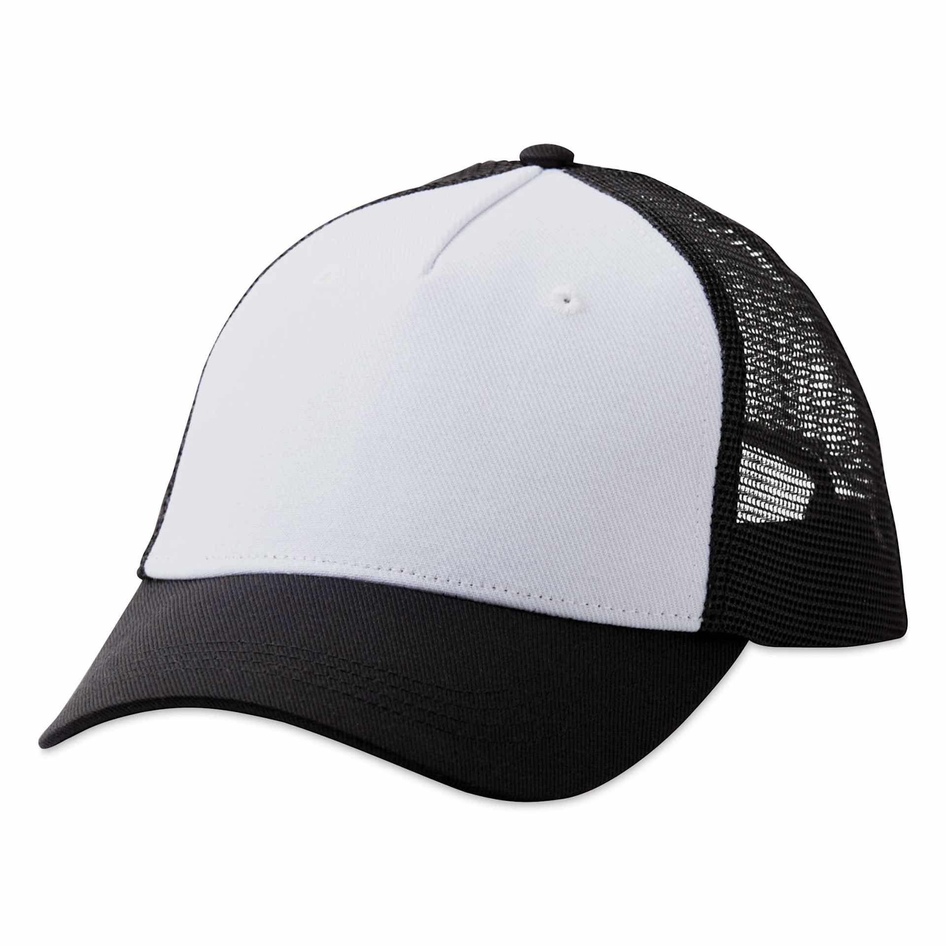 Cricut Hat Blanks - Trucker Hat, Black and White, Pkg of 3 (front of hat)