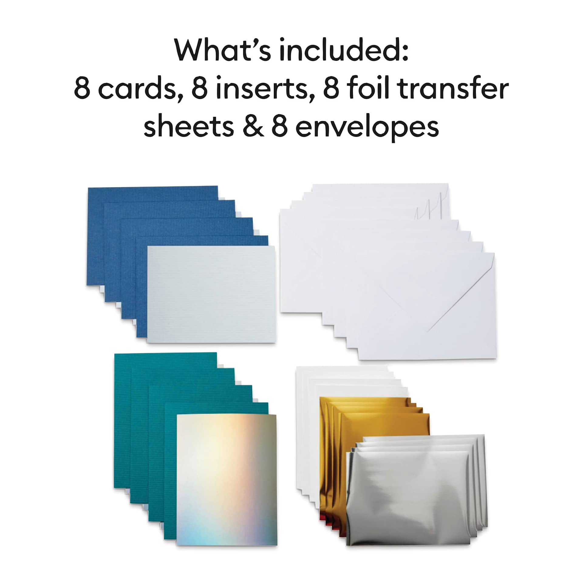 Cricut Joy Foil Transfer Cards, Inserts, and Envelopes - Blue Lagoon, A2, Pkg of 8 (set contents)