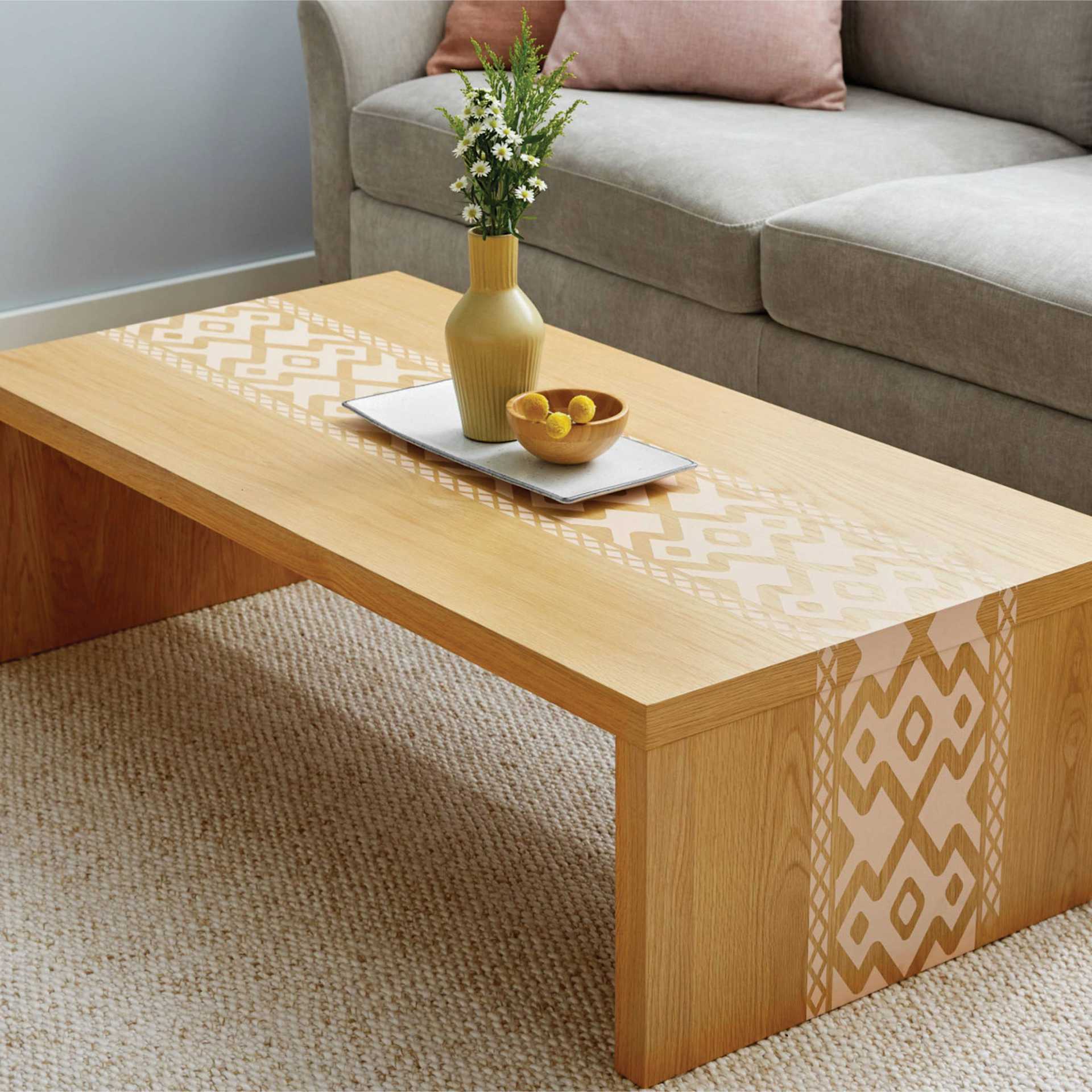 Table painted using Cricut Smart Stencil Film.