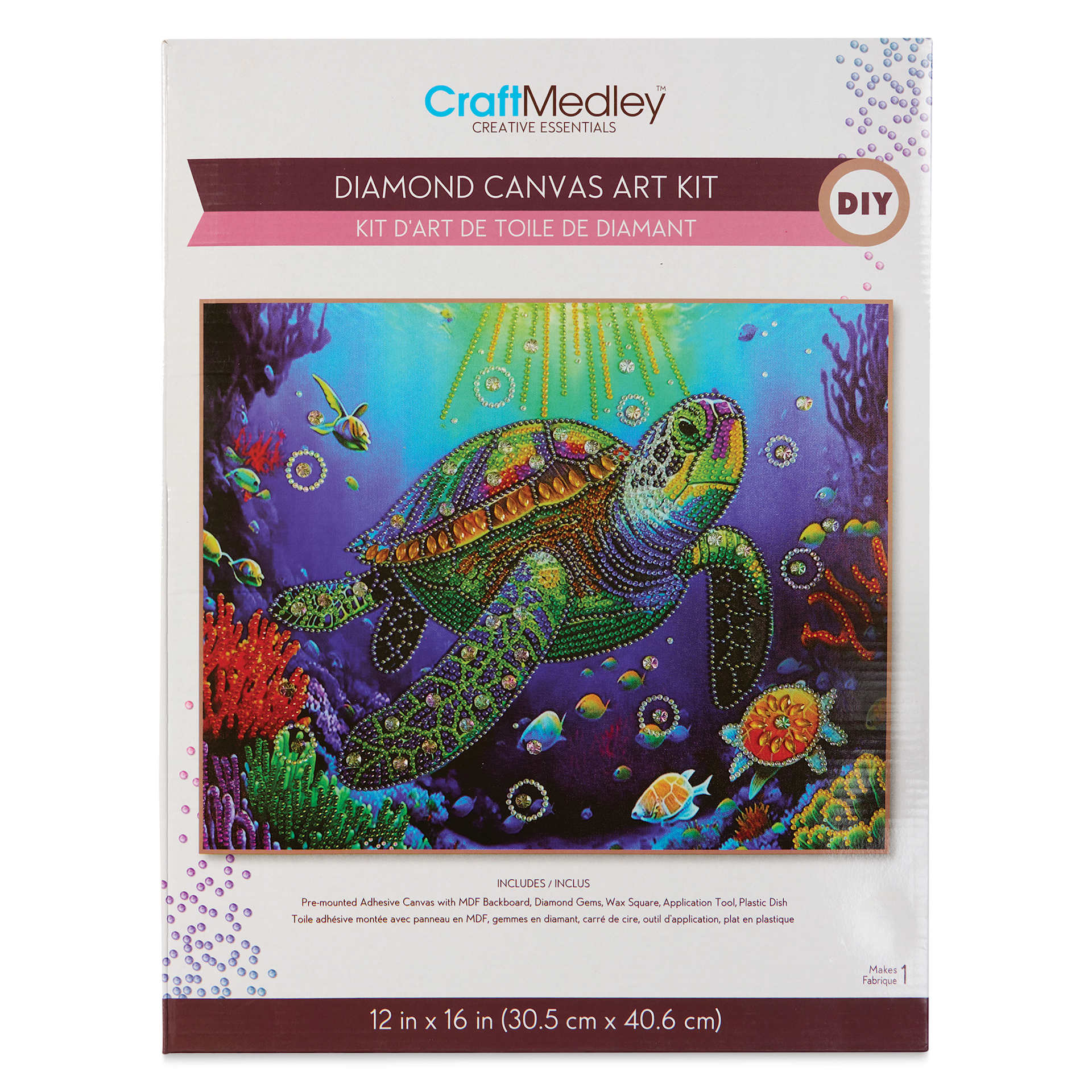Craft Medley Diamond Painting Canvas Art Kit - Turtle - front of packaging