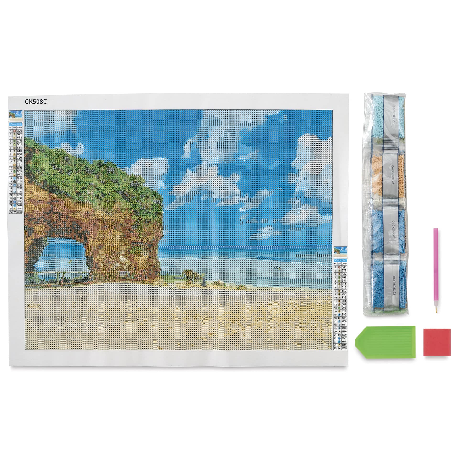 Craft Medley Diamond Painting Canvas Art Kit - Cabo - contents
