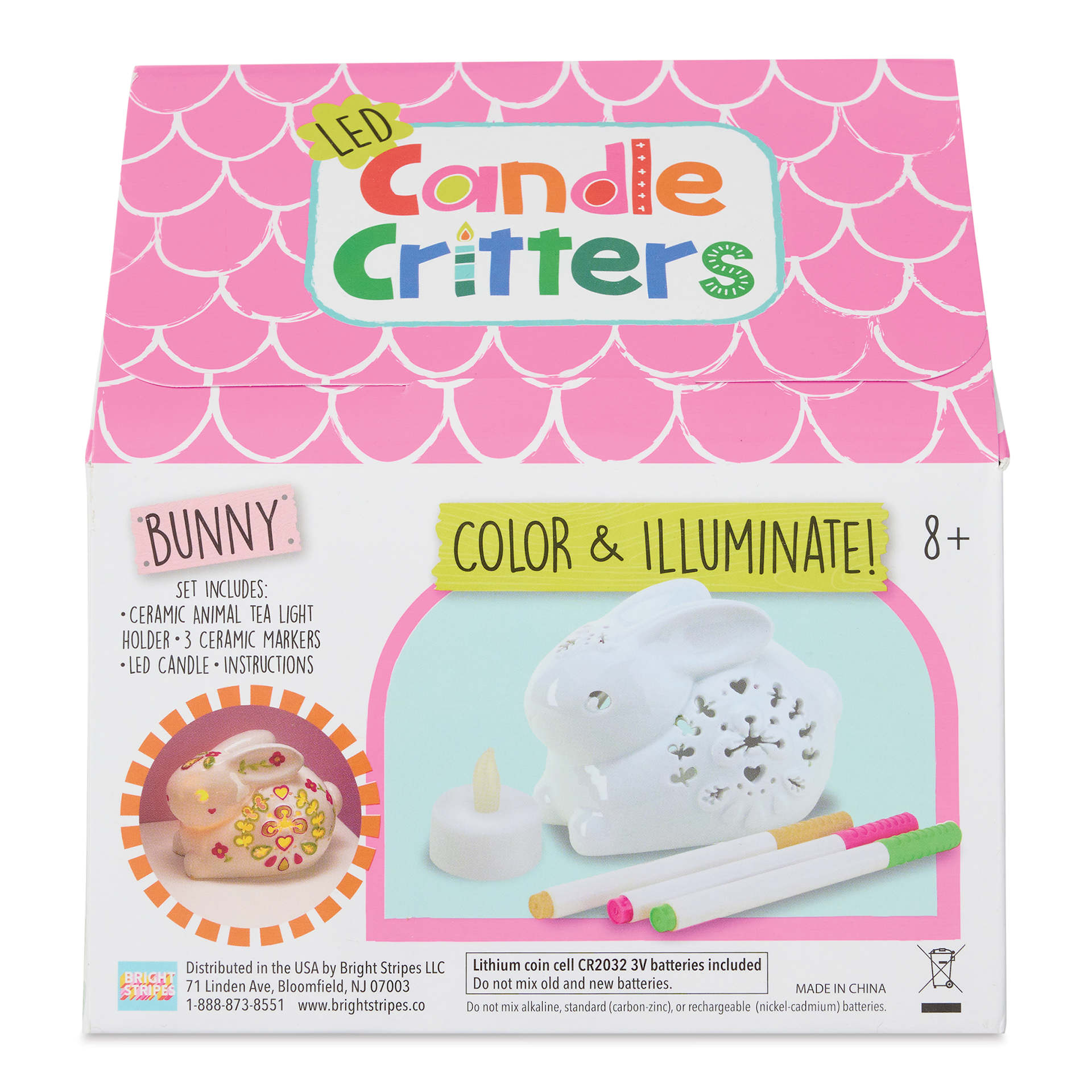 Bright Stripes LED Candle Critters Kit - Bunny (back of packaging)