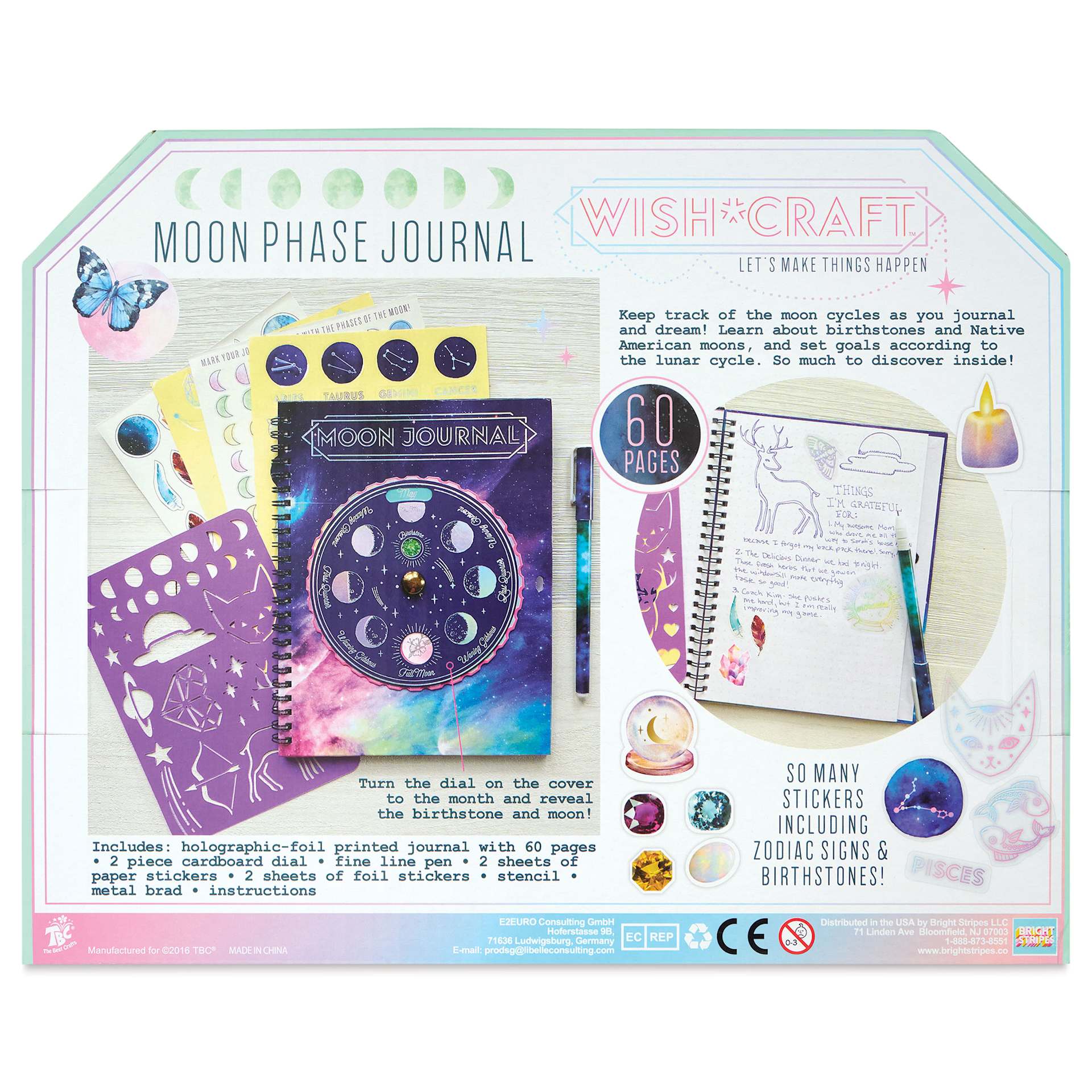 WishCraft Moon Phase Journal Kit (back of packaging)