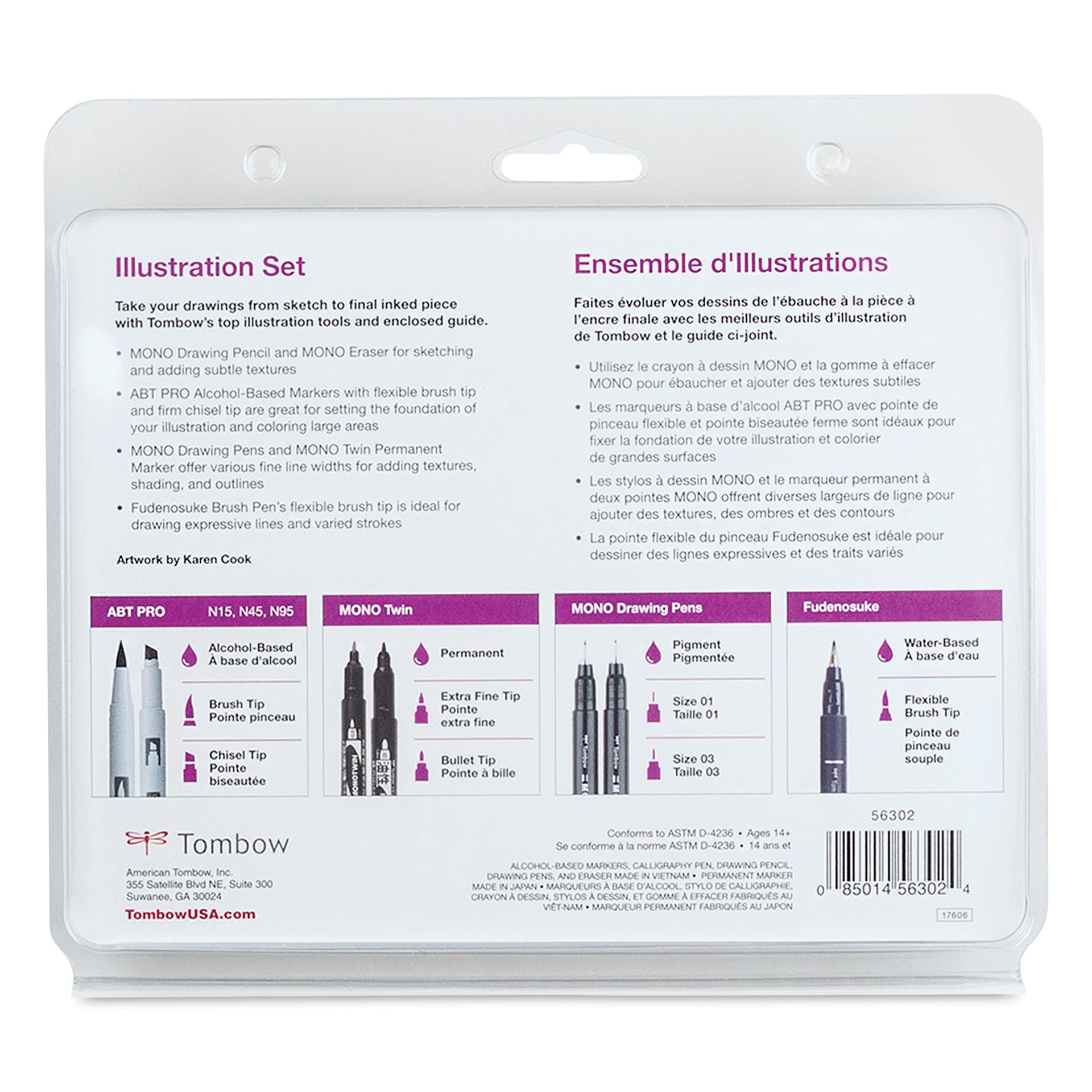 Tombow Illustration Set, back of the packaging