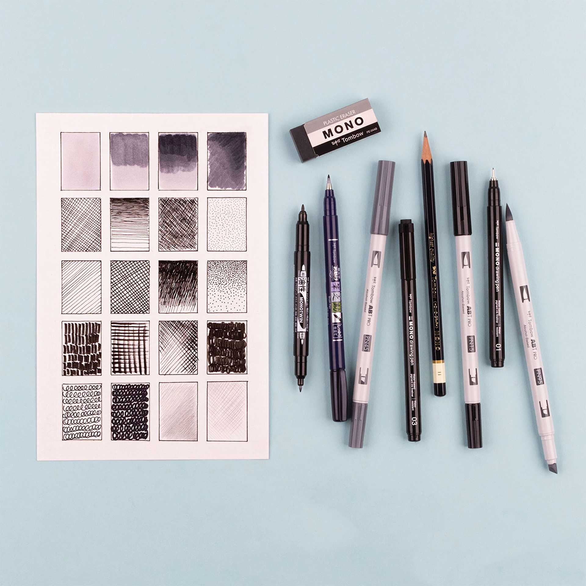 Tombow Illustration Set, strokes and other drawing techniques of the markers and pencil Tombow Illustration Set, strokes and other drawing techniques of the markers and pencil