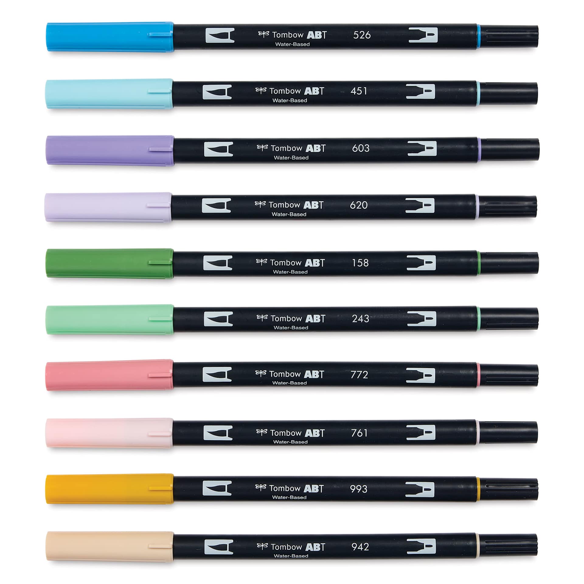 Tombow Self Care Journal Kit, Tombow Dual Brush Pens laid out