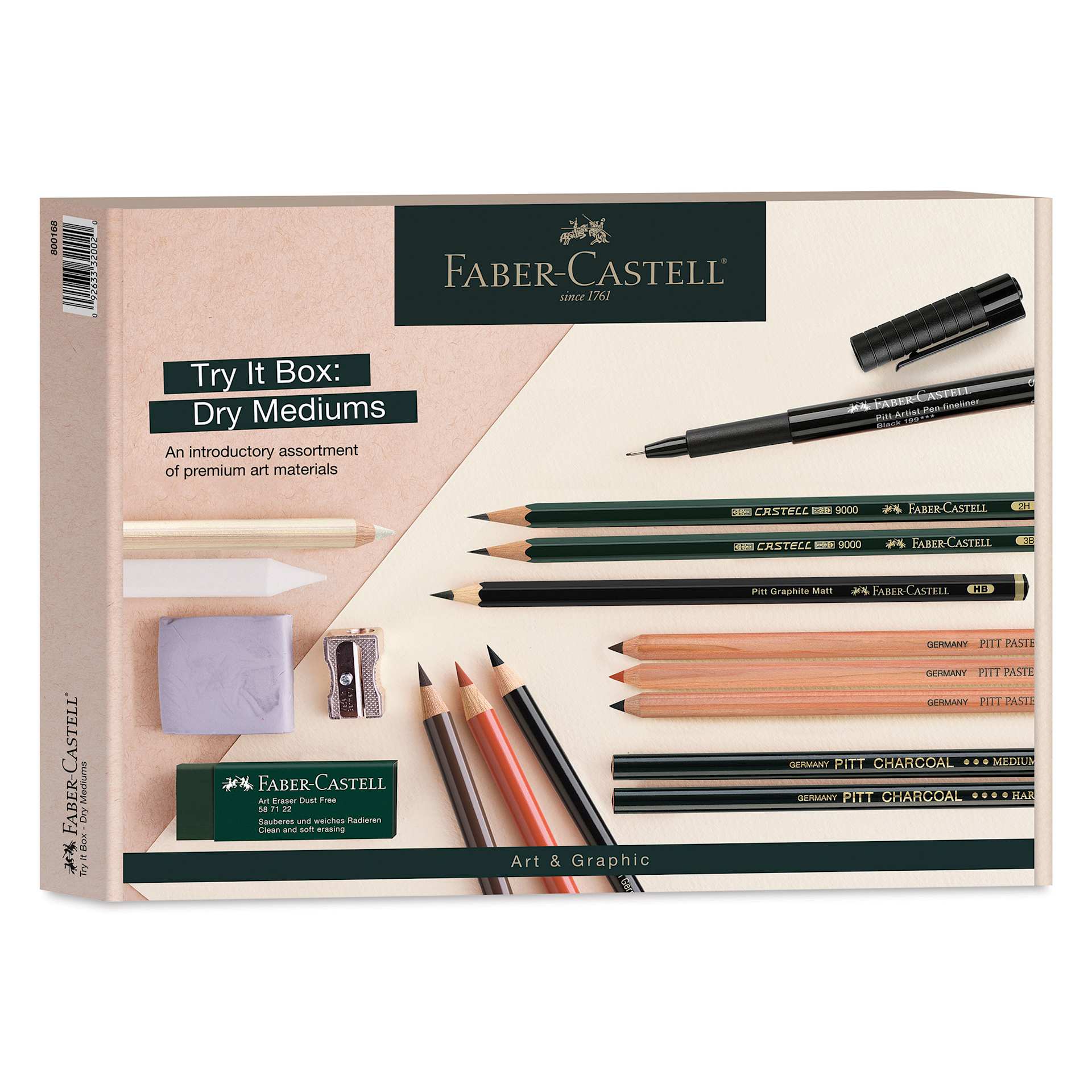 Faber-Castell Graphic Art Try It Box - Dry Mediums Set, front of the packaging