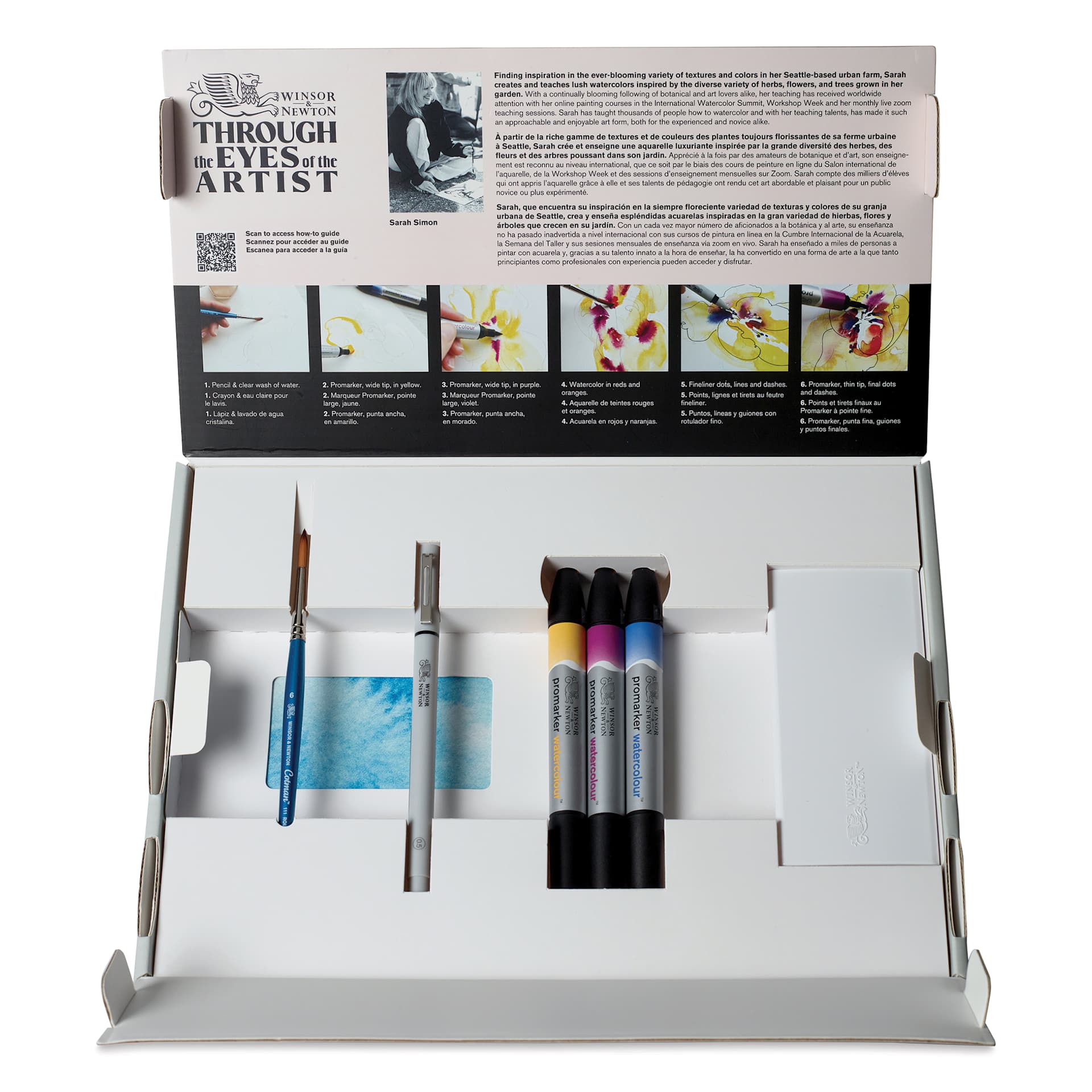 Winsor & Newton Mixed Media Watercolor Set package open to show contents Winsor & Newton Mixed Media Watercolor Set package open to show contents