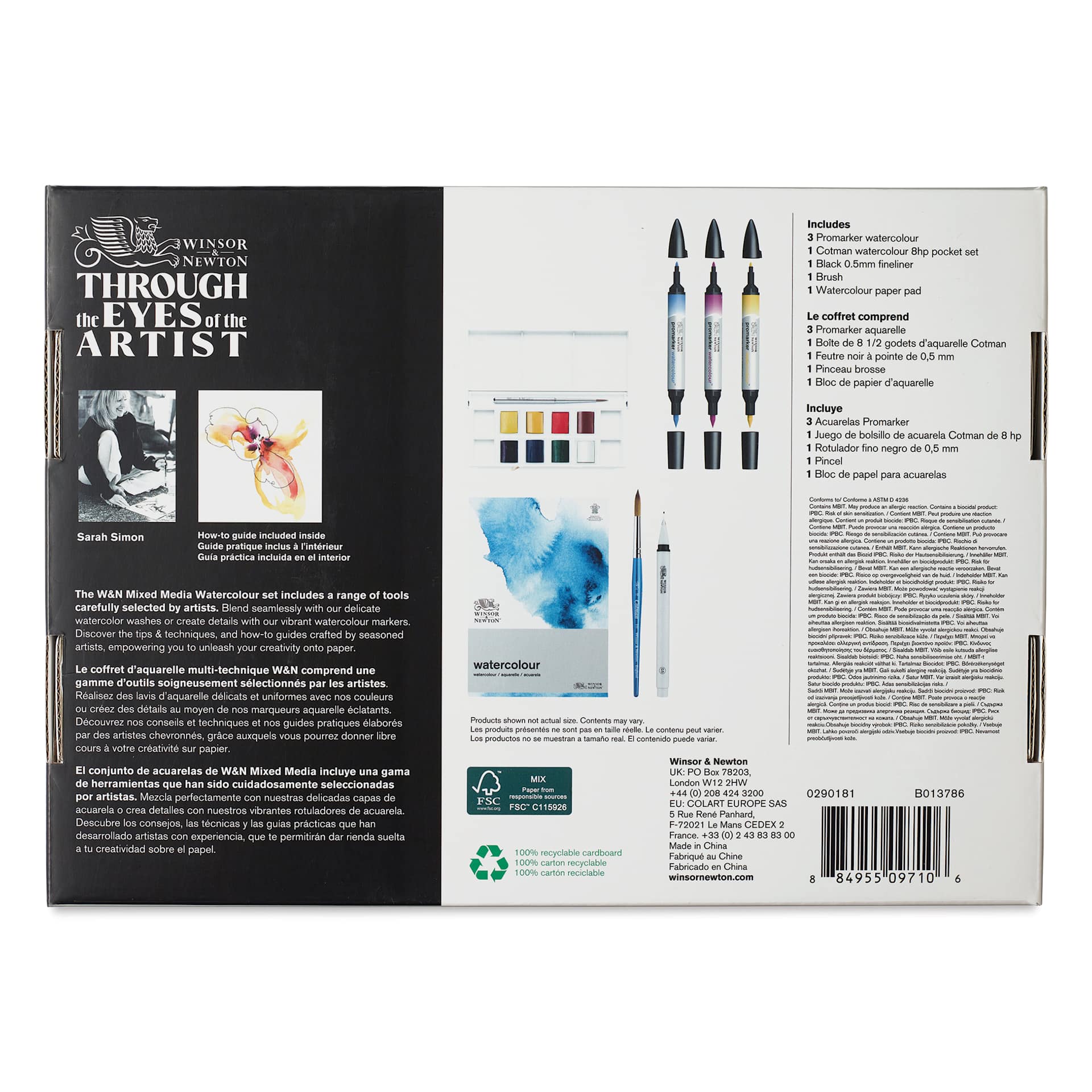 Winsor & Newton Mixed Media Watercolor Set back of package Winsor & Newton Mixed Media Watercolor Set back of package