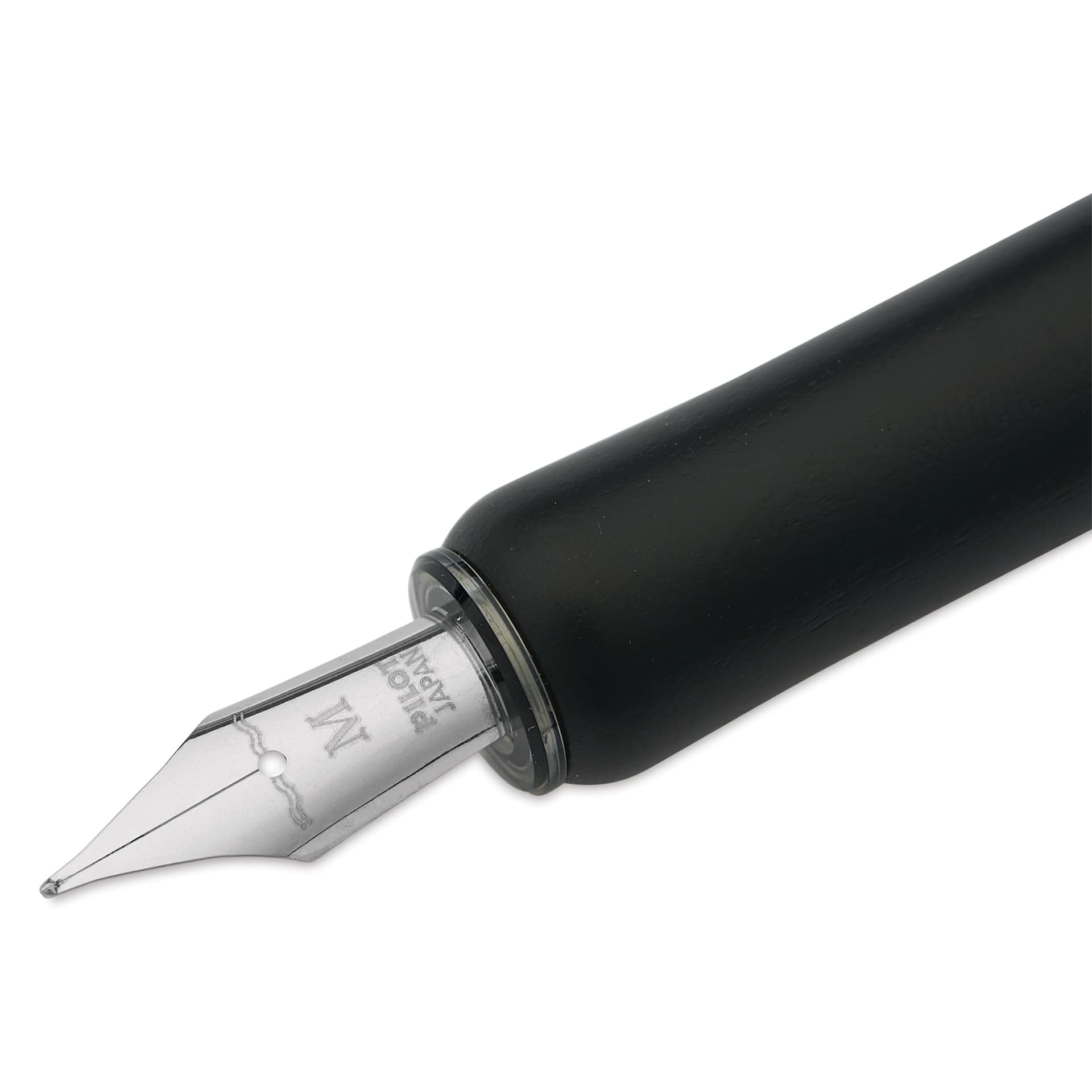 Pilot Iro-Utsushi Dip Pen - Black, Medium Nib, Wooden Barrel, close up