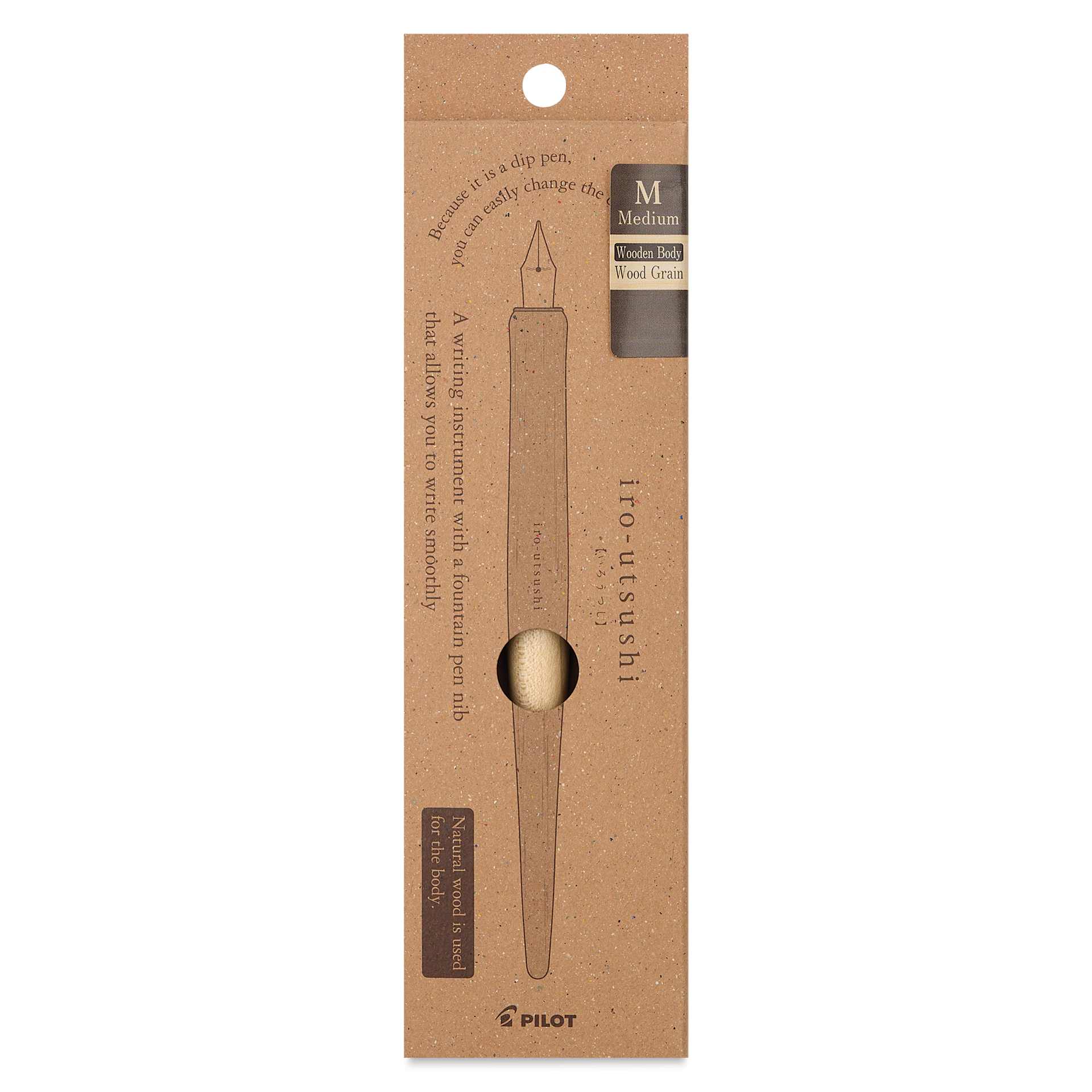 Pilot Iro-Utsushi Dip Pen - Brown, Medium Nib, Wooden Barrel, front of packaging