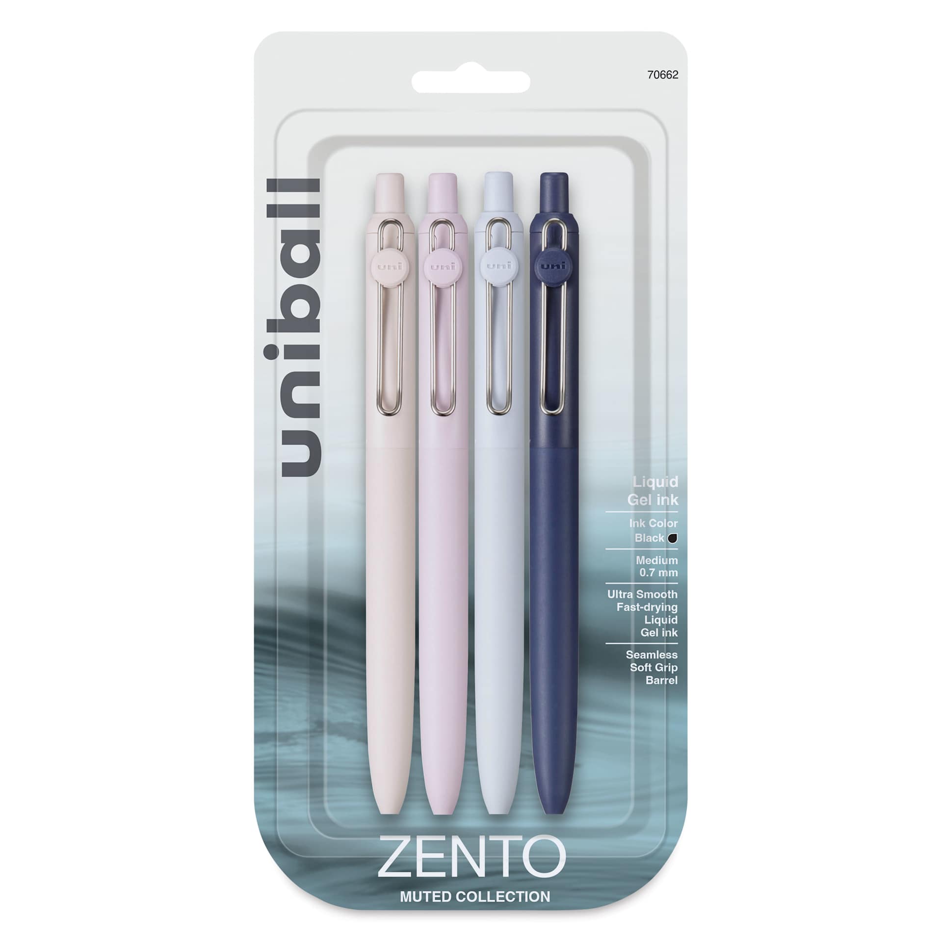 Uni-Ball Zento Gel Pens - Set of 4, Muted, 0.7 mm, front of packaging