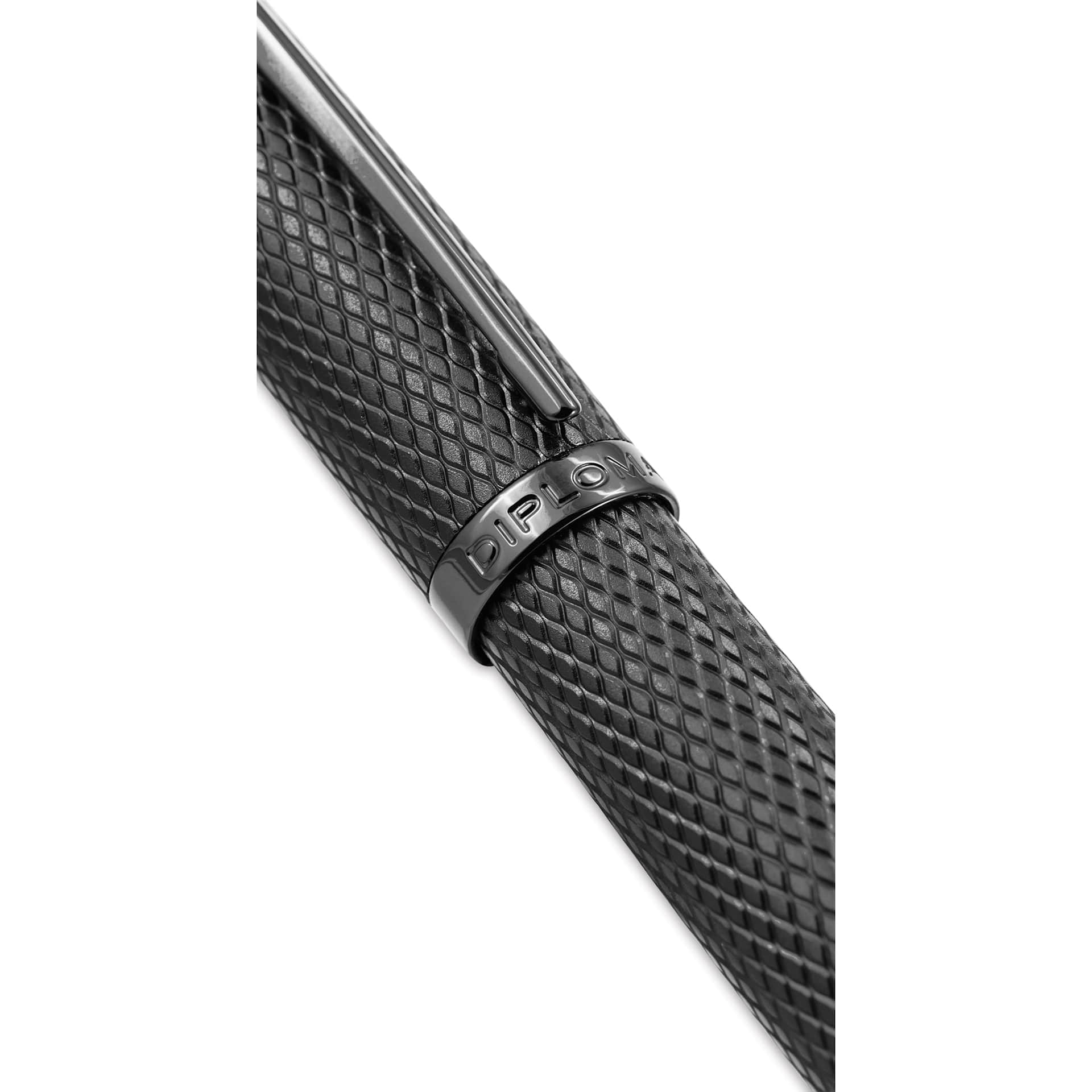 Diplomat Viper Fountain Pen - Black Guilloche, close up