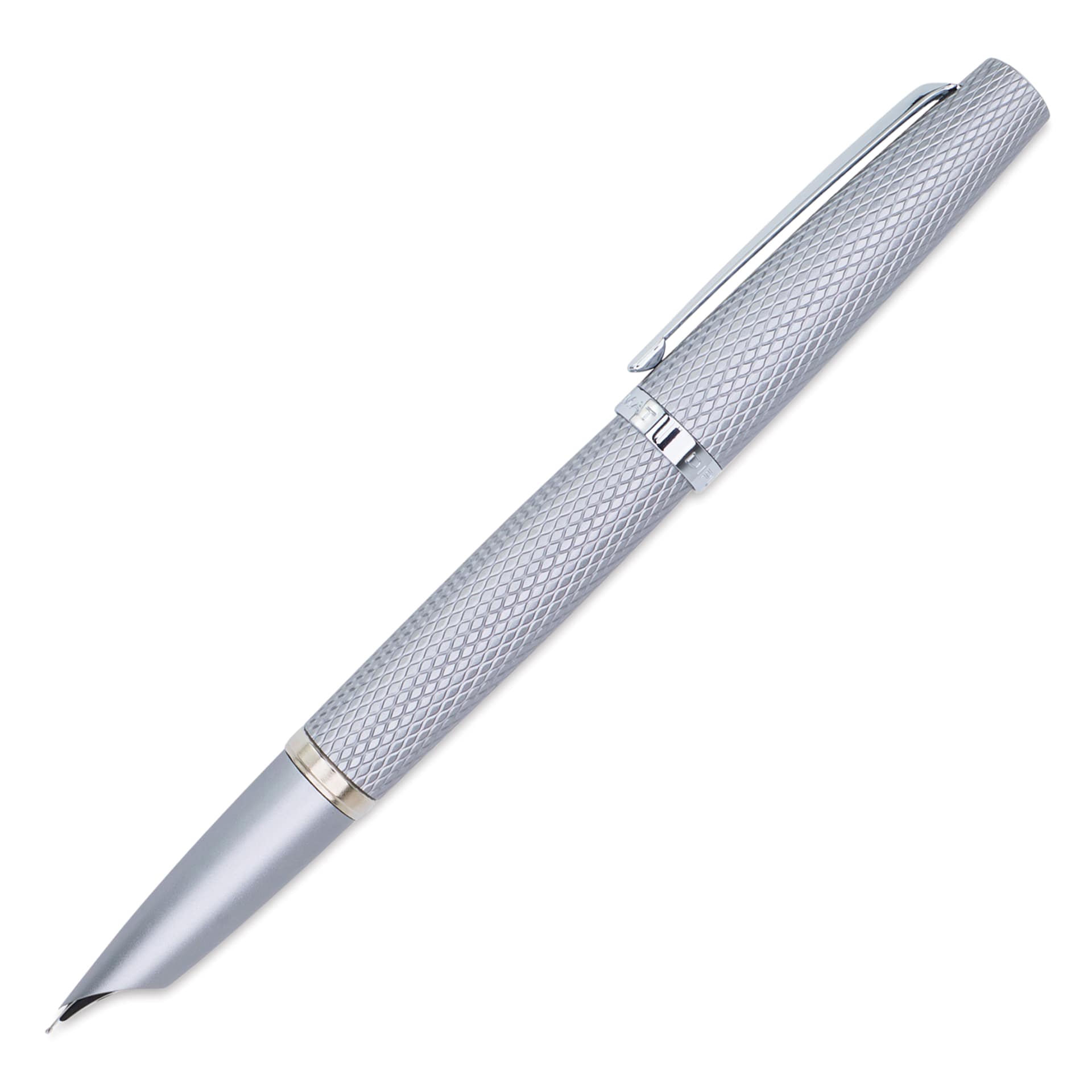 Diplomat Viper Fountain Pen - Silver Guilloche, side view