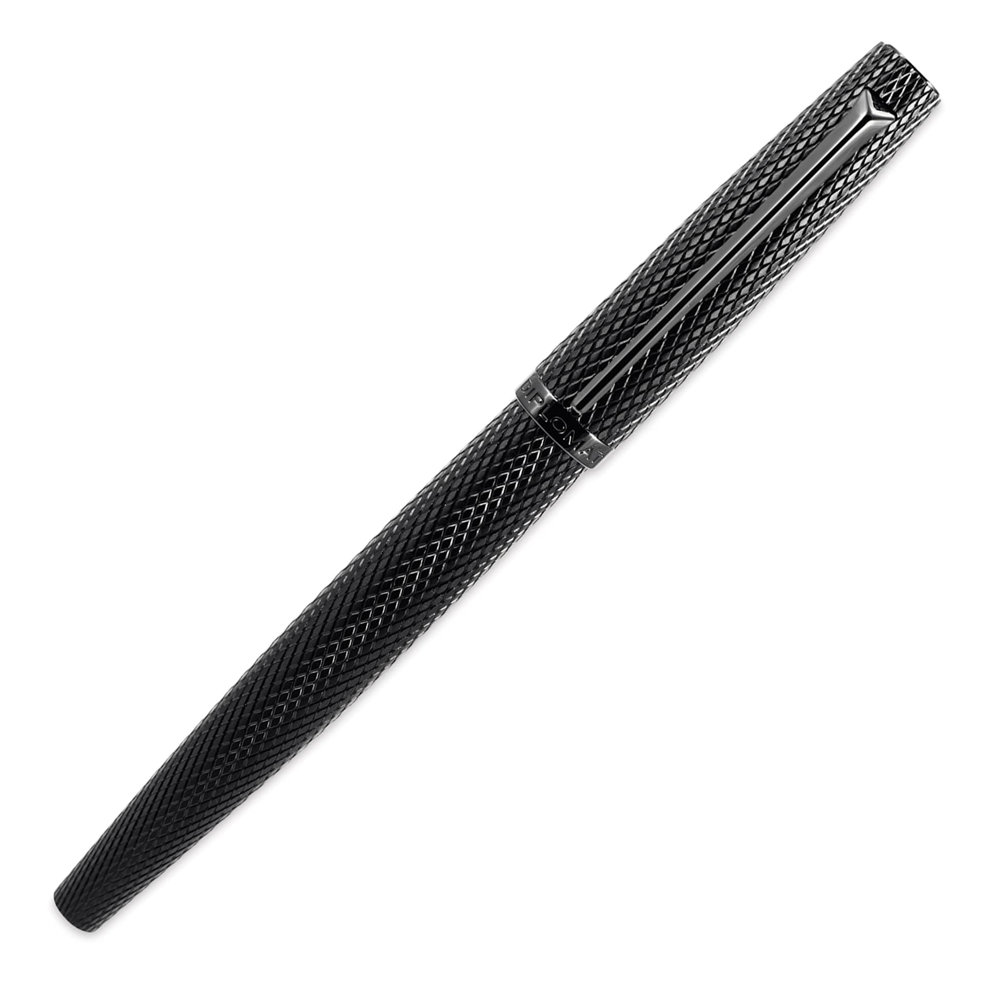 Diplomat Viper Rollerball Pen - Black Guilloche, cap on