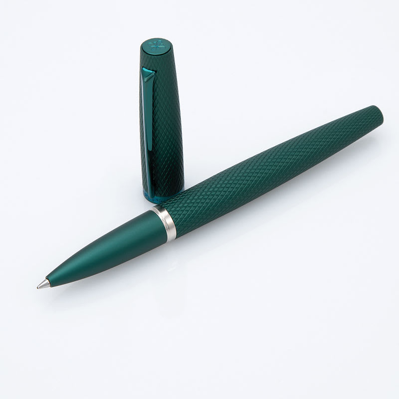 Diplomat Viper Rollerball Pen - Green Guilloche, with cap