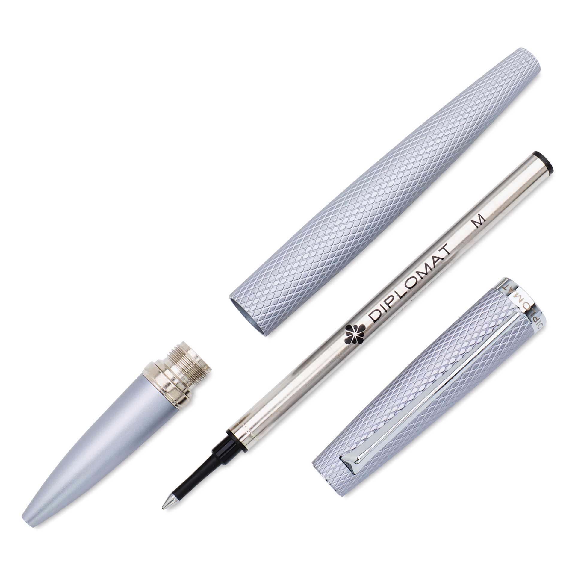 Diplomat Viper Rollerball Pen - Silver Guilloche, disassembled