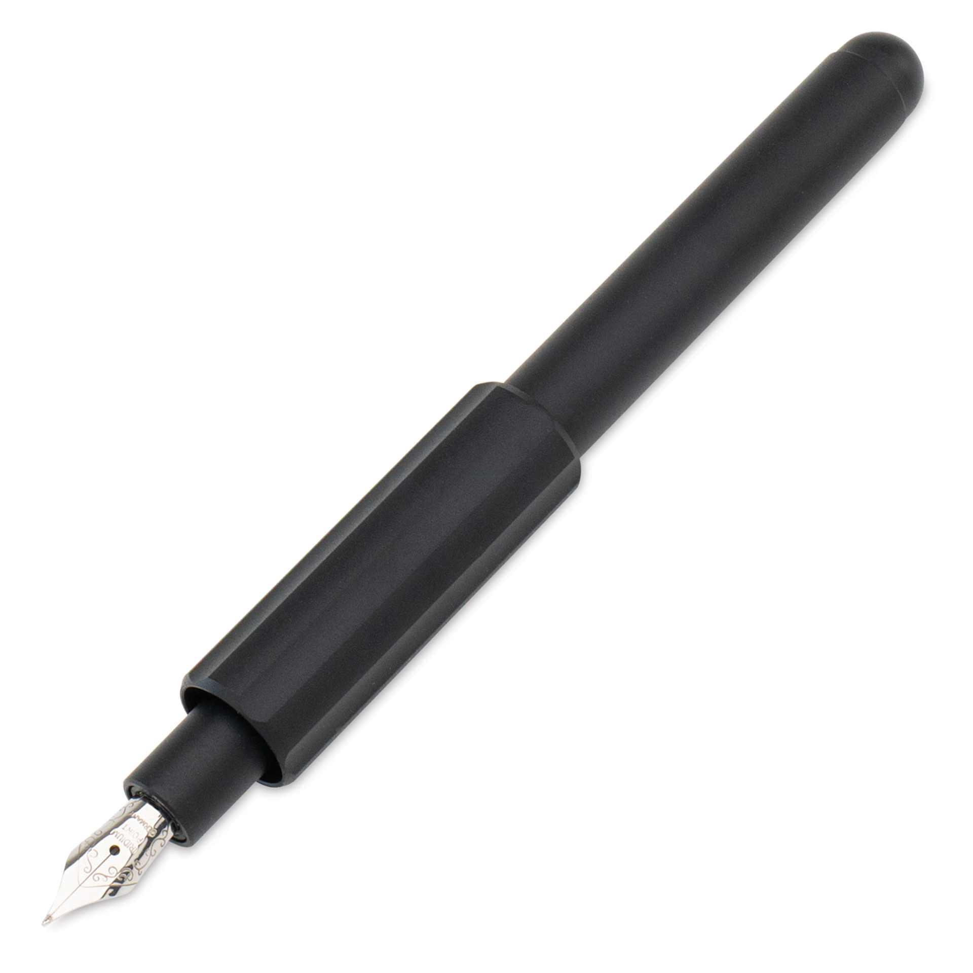 Monteverde Axis Fountain Pen - Matte Black, Medium Nib, uncapped (image may show a different size nib)