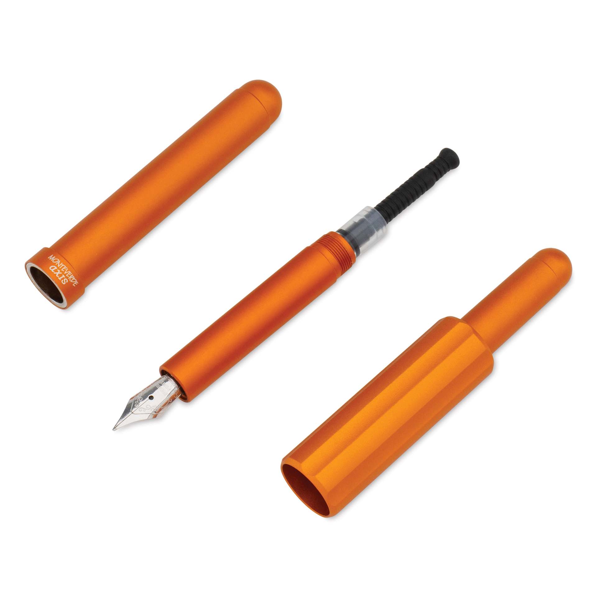 Monteverde Axis Fountain Pen - Matte Orange, Medium Nib, separated (image may show a different size nib)
