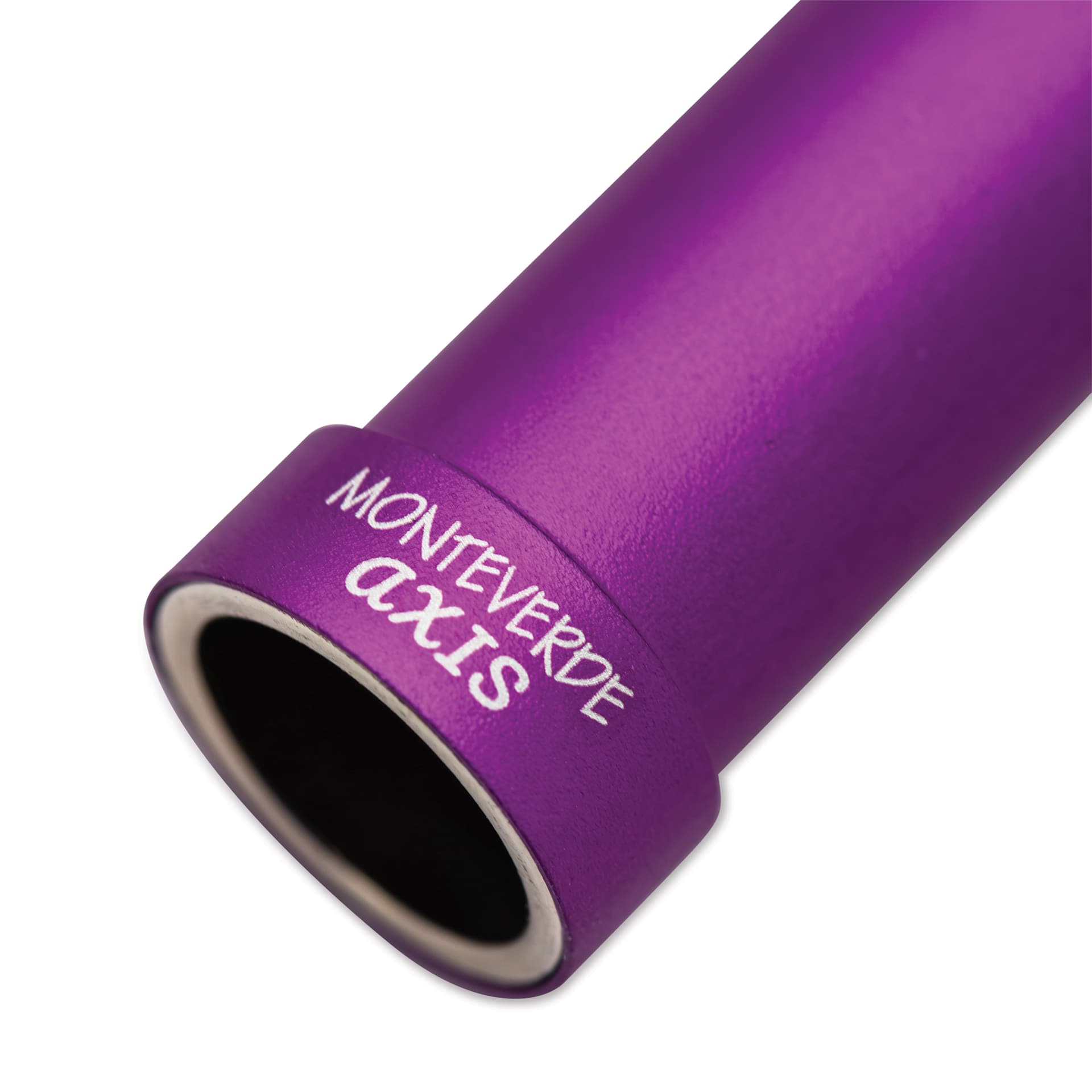 Monteverde Axis Fountain Pen - Matte Purple, Extra Fine, close up of cap
