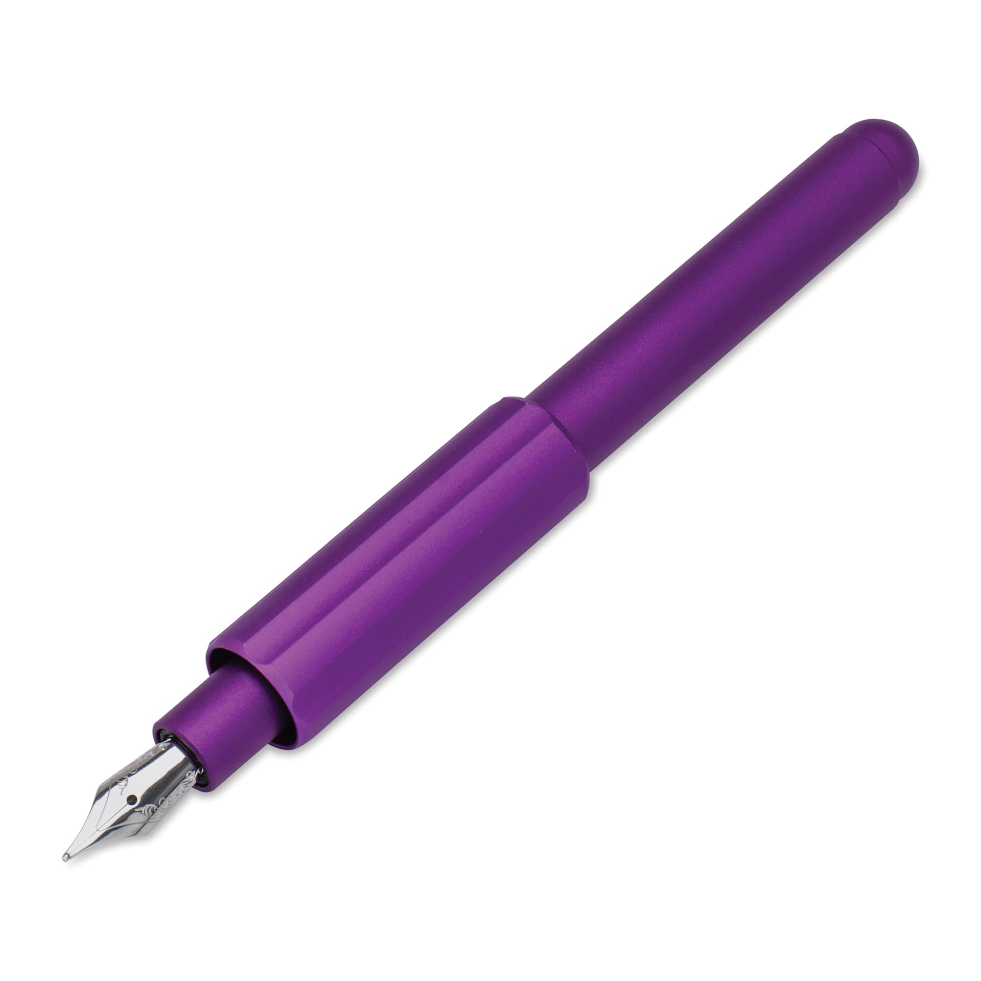 Monteverde Axis Fountain Pen - Matte Purple, Medium, uncapped (image may show a different size nib)