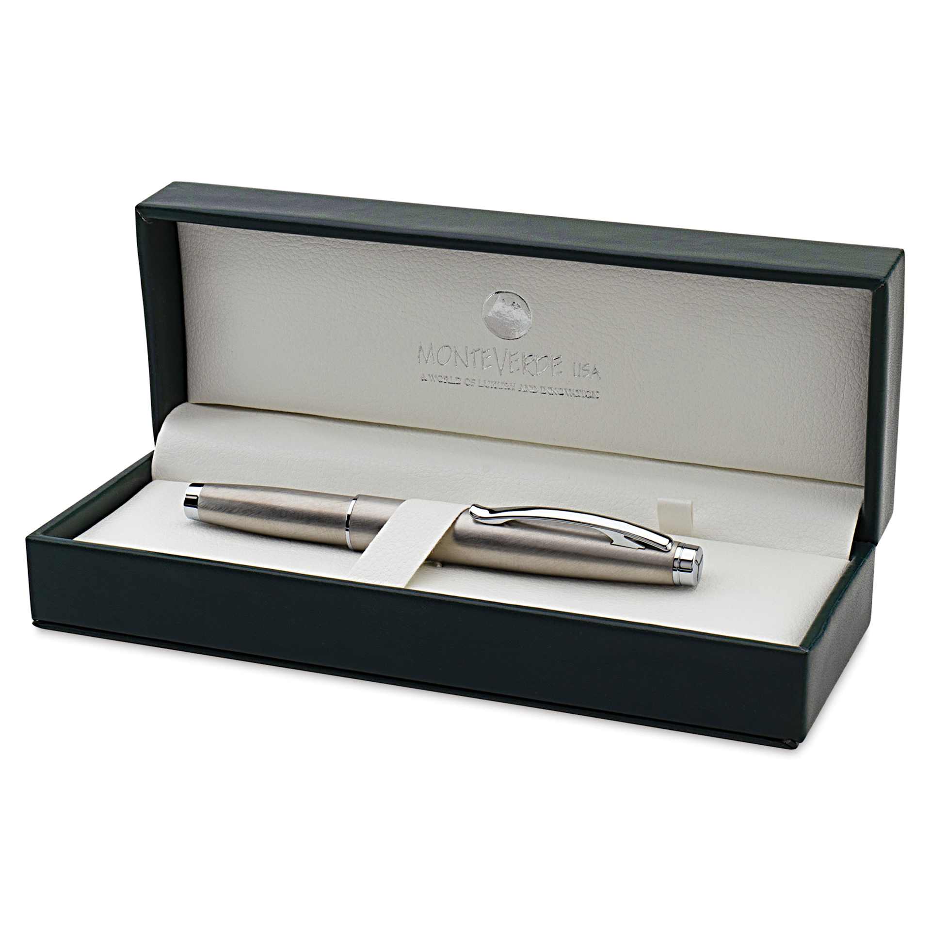 Monteverde Dakota Fountain Pen - Stainless Steel, Medium Nib, in packaging