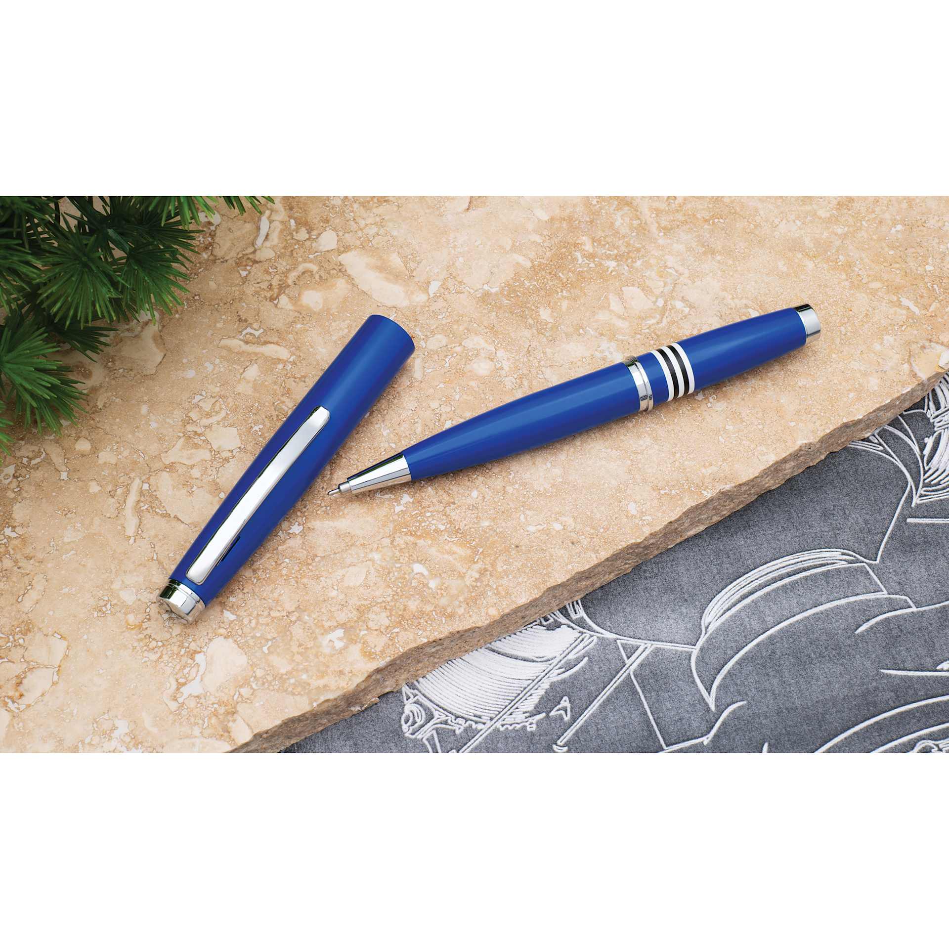 Monteverde Dakota Gel Pen - Air Force Blue, on slate tabeltop