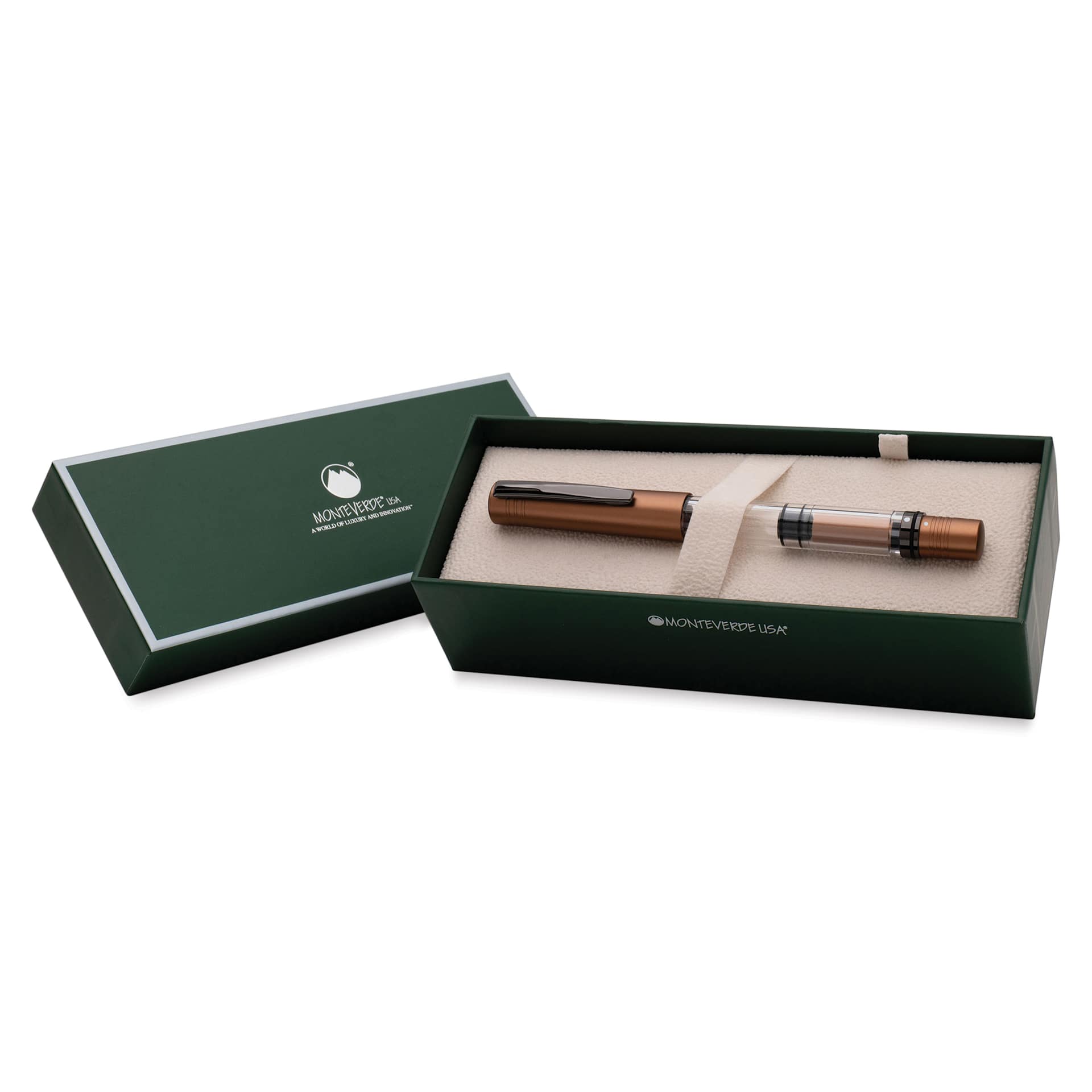 Monteverde MP1 Fountain Pen - Mocha Mousse, Broad Nib, in packaging