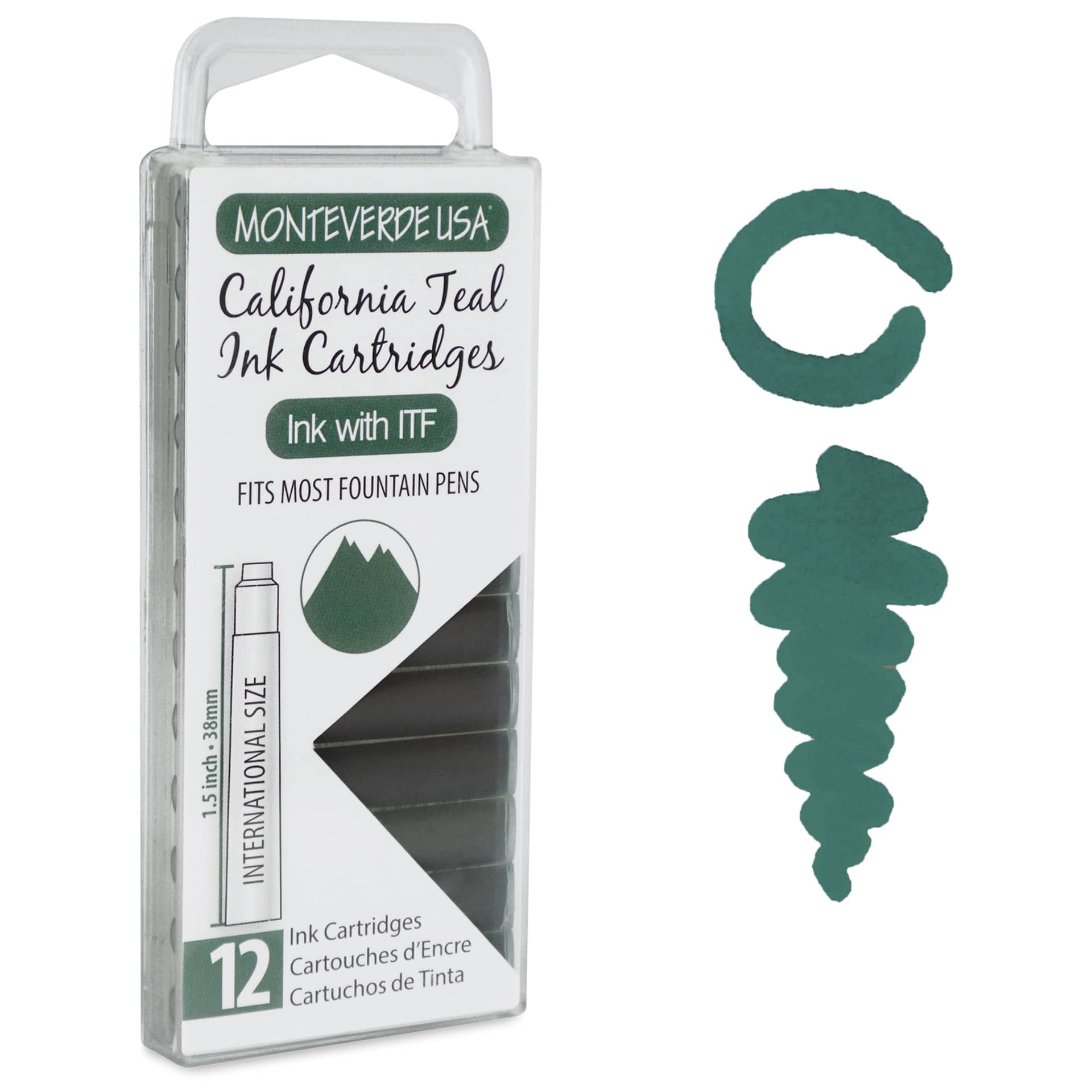 Monteverde Core Universal Ink Cartridge - California Teal, Pkg of 12