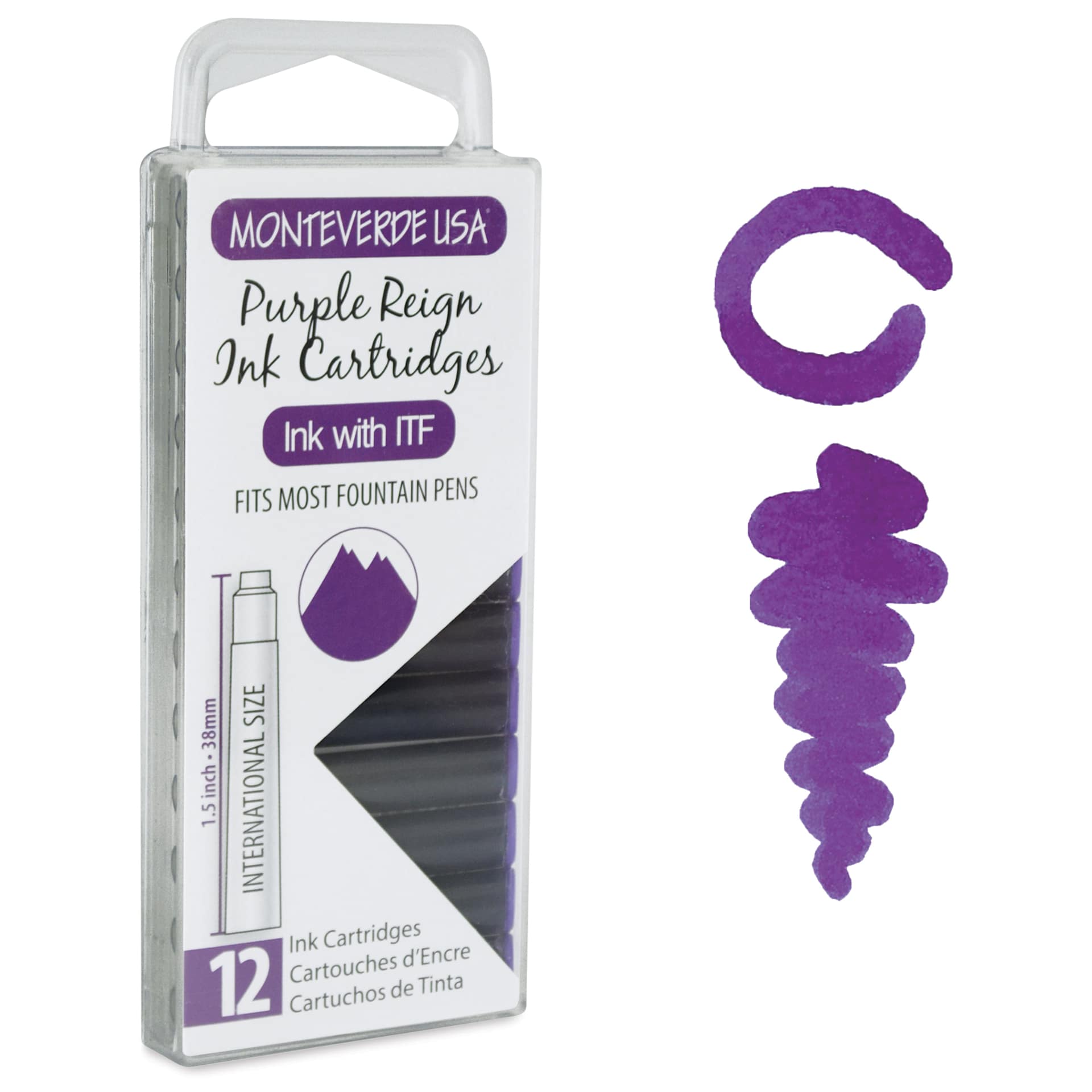 Monteverde Core Universal Ink Cartridge - Purple Reign, Pkg of 12