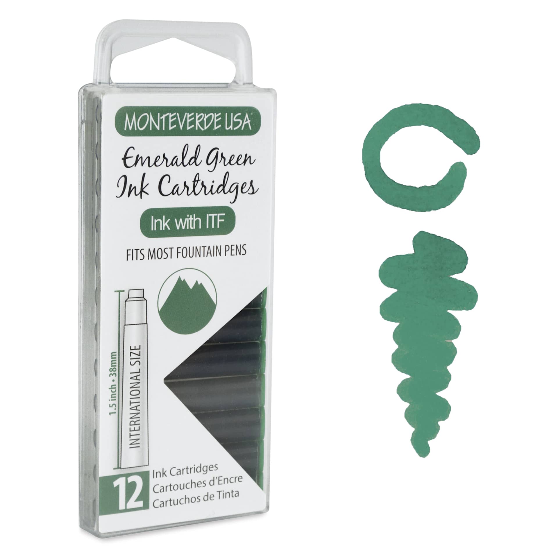 Monteverde Core Universal Ink Cartridge - Emerald Green, Pkg of 12