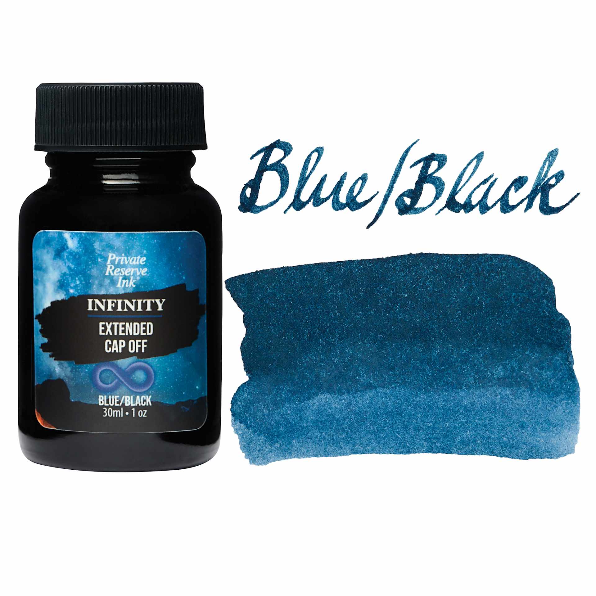 Private Reserve Infinity Ink - Blue Black, 30 ml bottle and swatch