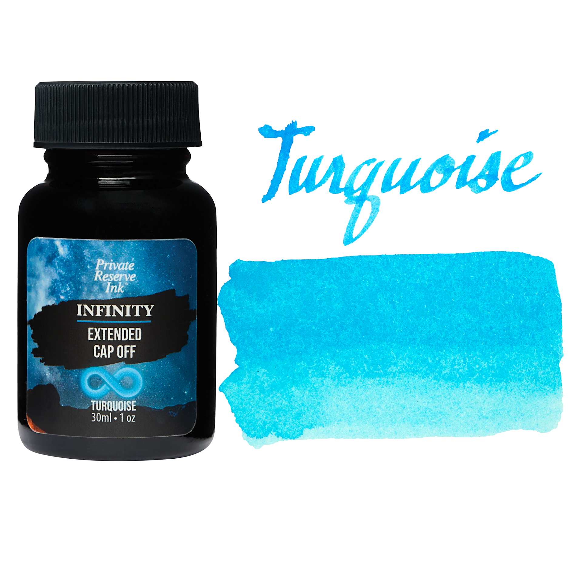 Private Reserve Infinity Ink - Turquoise, 30 ml bottle and swatch