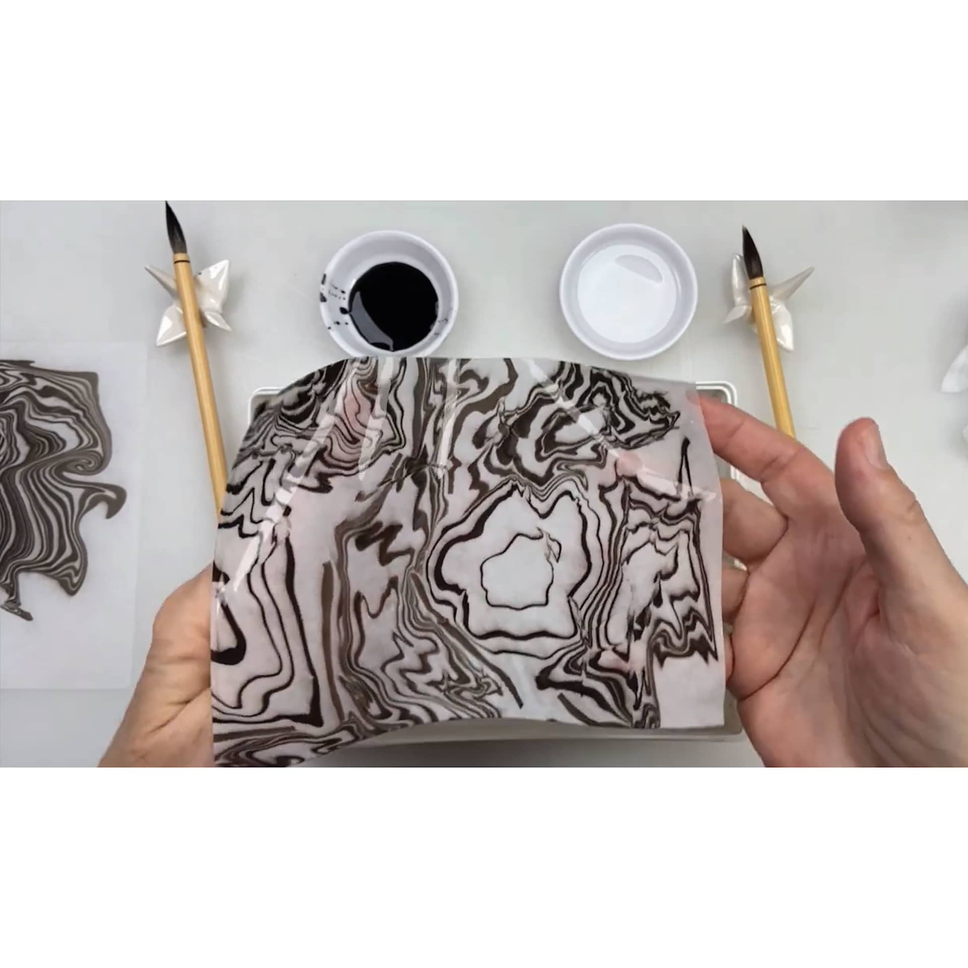 Yasutomo Suminagashi Kit, results on paper
