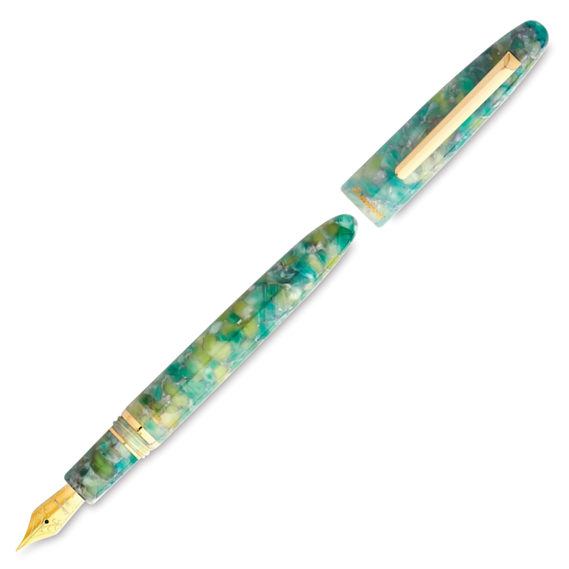 Esterbrook Estie Fountain Pen - Sea Glass, Broad Nib, uncapped (image may show a different size nib)