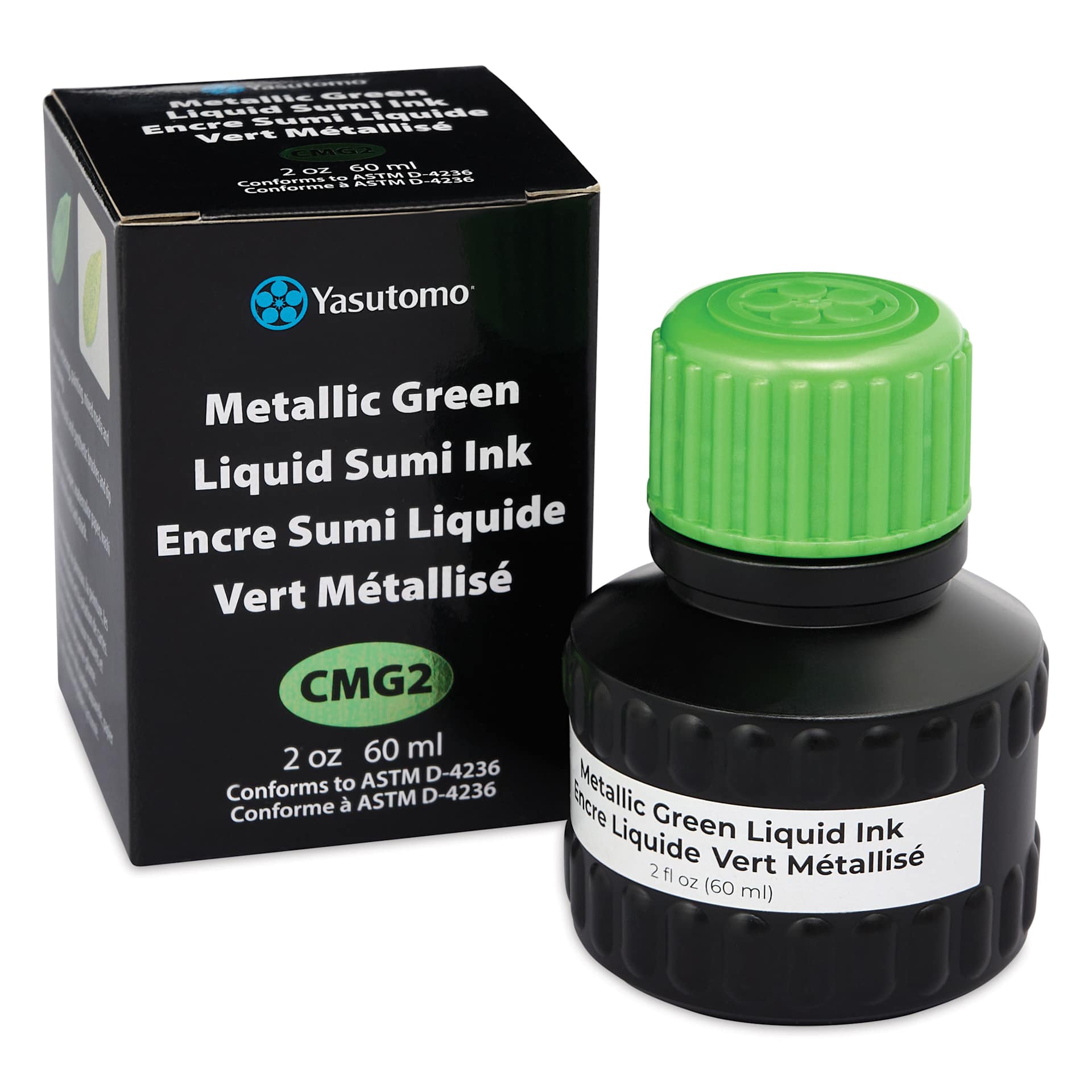 Yasutomo Liquid Metallic Sumi Ink - Green, 2 oz