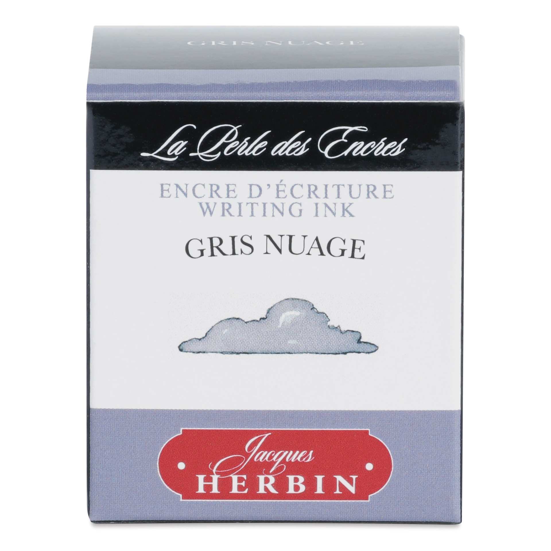 Herbin La Perle des Encres The Jewel of Inks Fountain Pen Ink - Gris Nuage (Cloud Grey), 30 ml, front of packaging