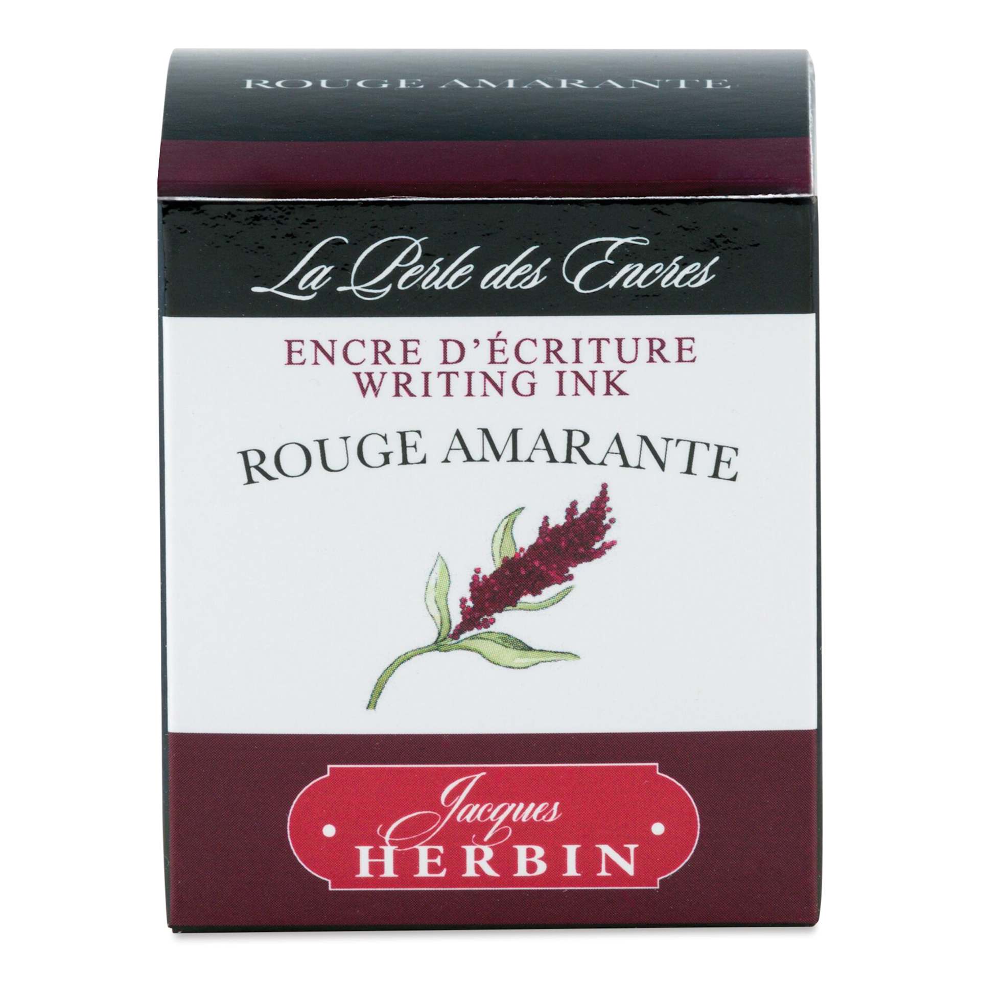 Herbin La Perle des Encres The Jewel of Inks Fountain Pen Ink - Rouge Amarante (Amaranth Red), 30 ml, front of packaging