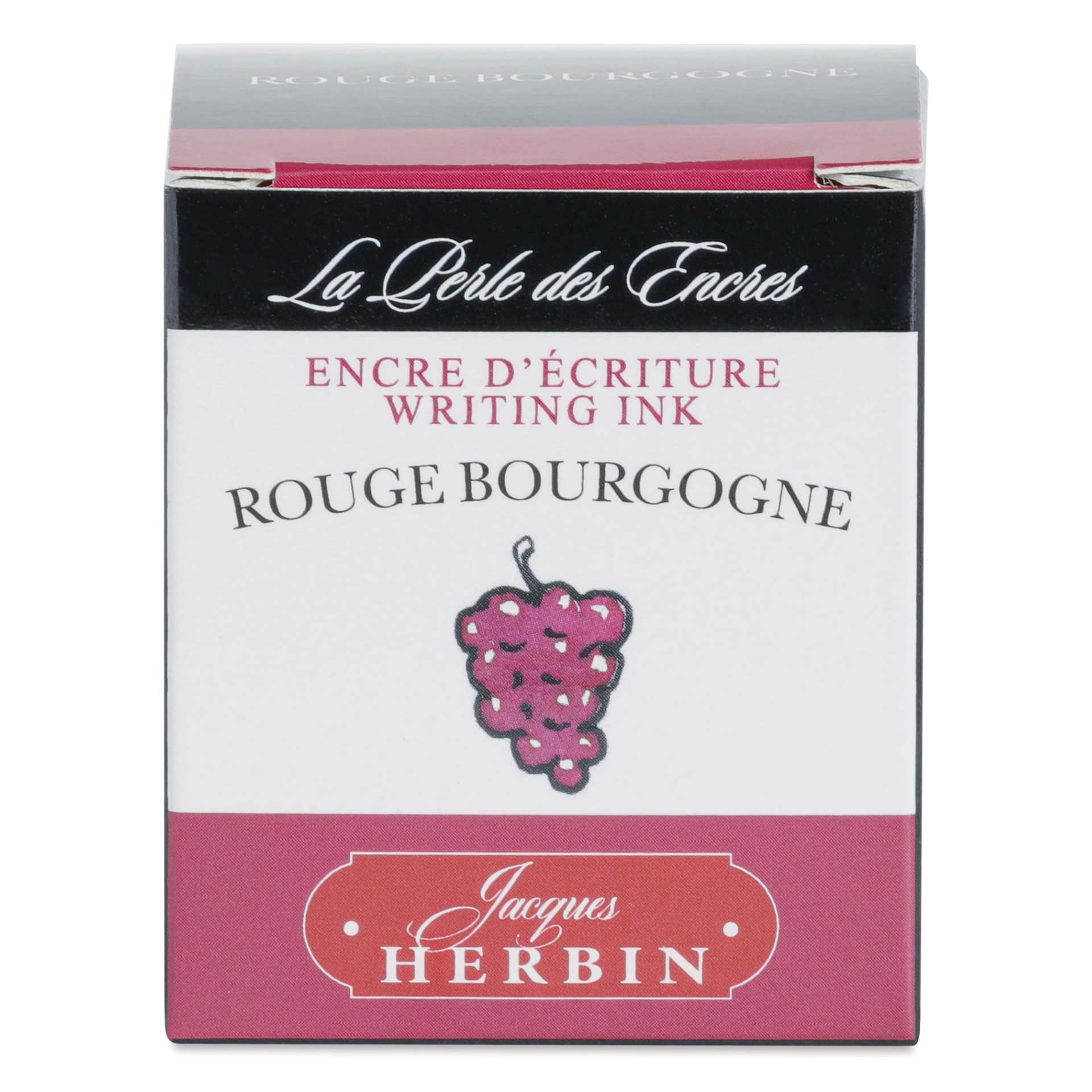 Herbin La Perle des Encres The Jewel of Inks Fountain Pen Ink - Rouge Bourgogne (Burgundy Red), 30 ml, front of packaging